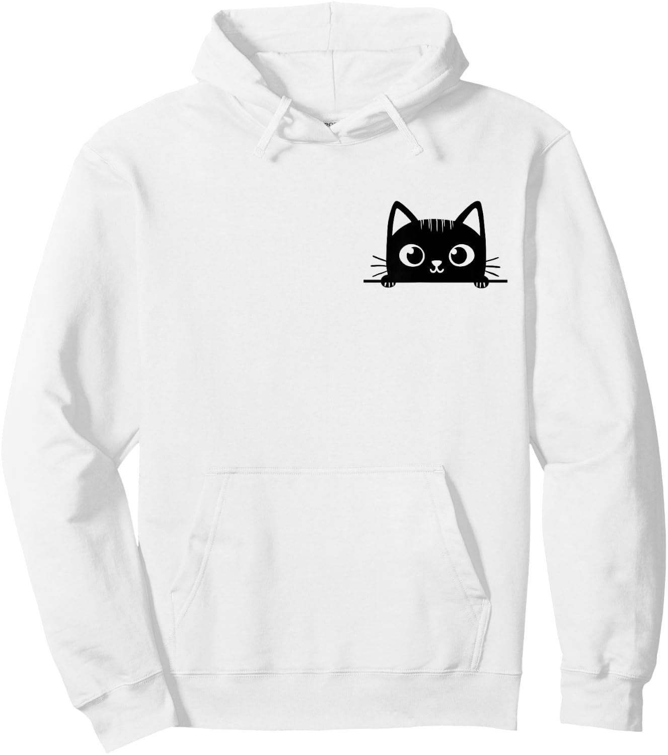 Cute black cat pocket, cat peeking out, black kitten pocket Hoodie - Hoodie | White