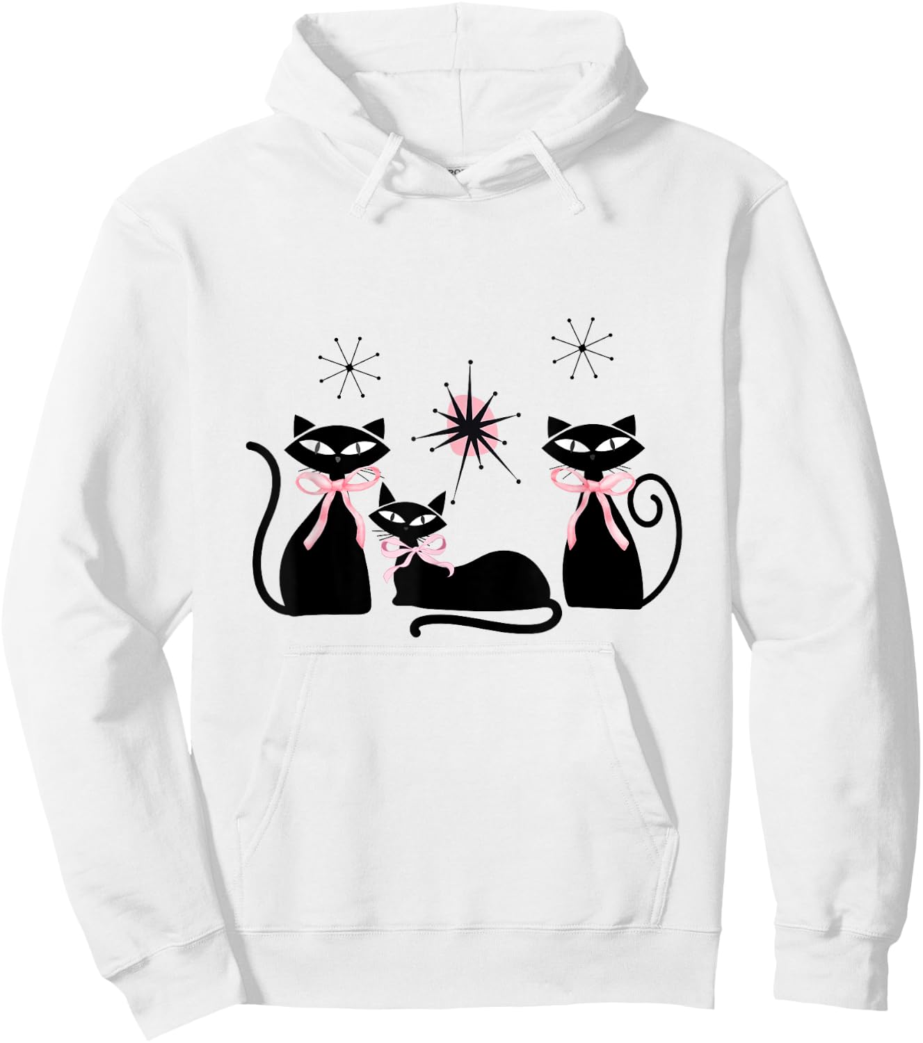Atomic Cats Pink Bows Black Kitties MCM Girl Hoodie - Hoodie | White