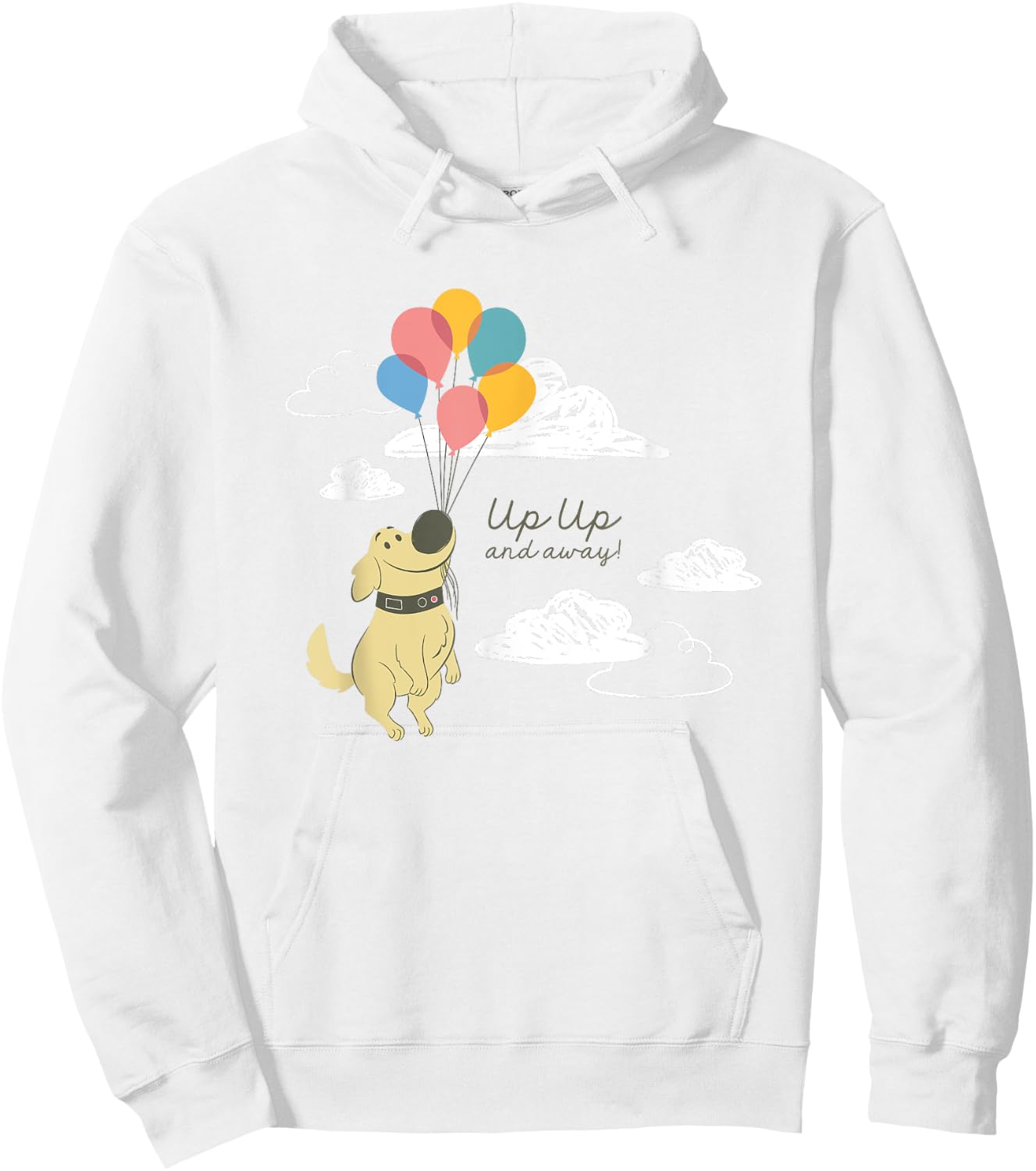 Disney Pixar Up Cute Dug Up Up And Away! Big Chest Logo Hoodie - Hoodie | White