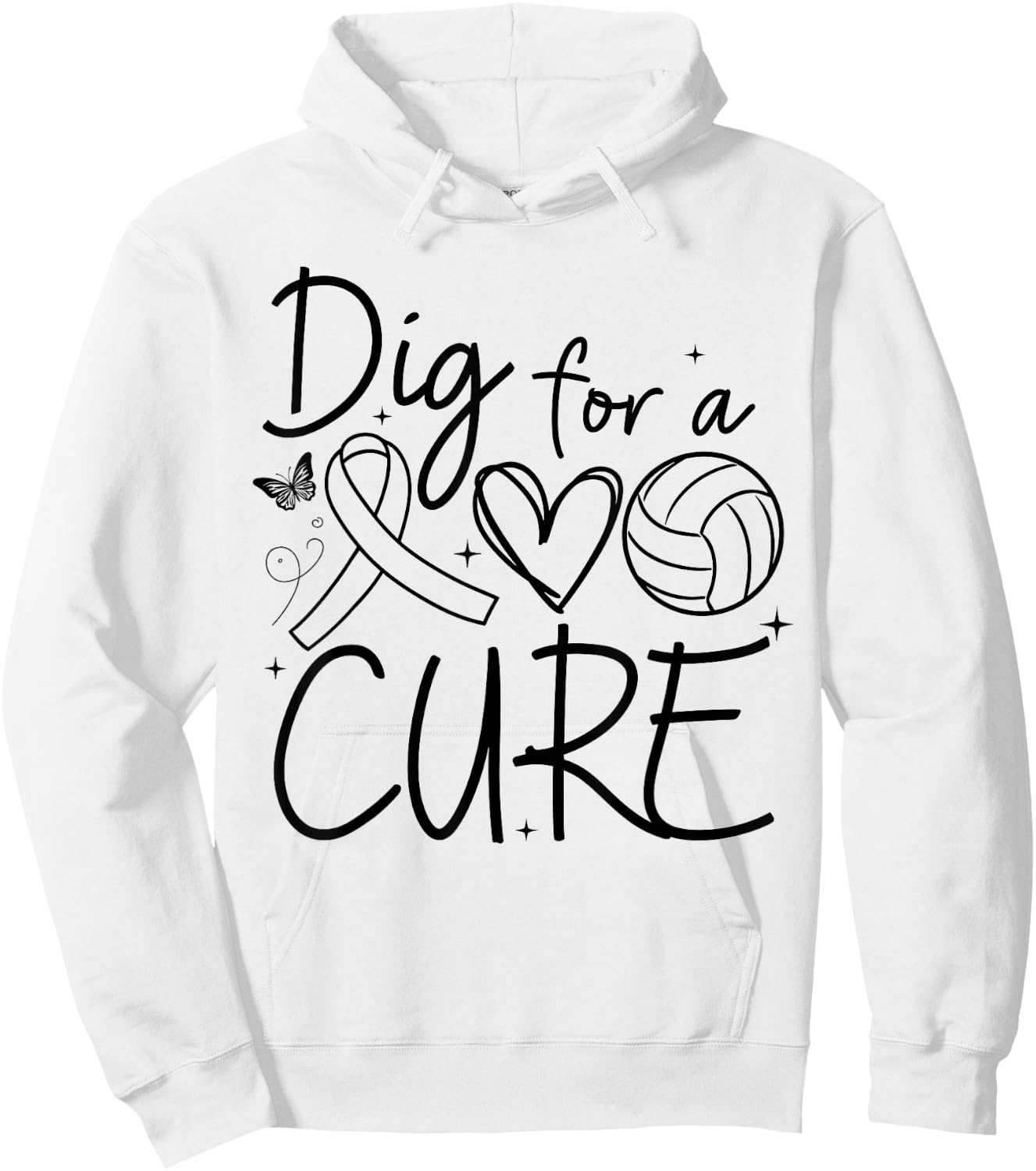 Dig For A Cure Breast Cancer Awareness Volleyball Pink Hoodie - Hoodie | White