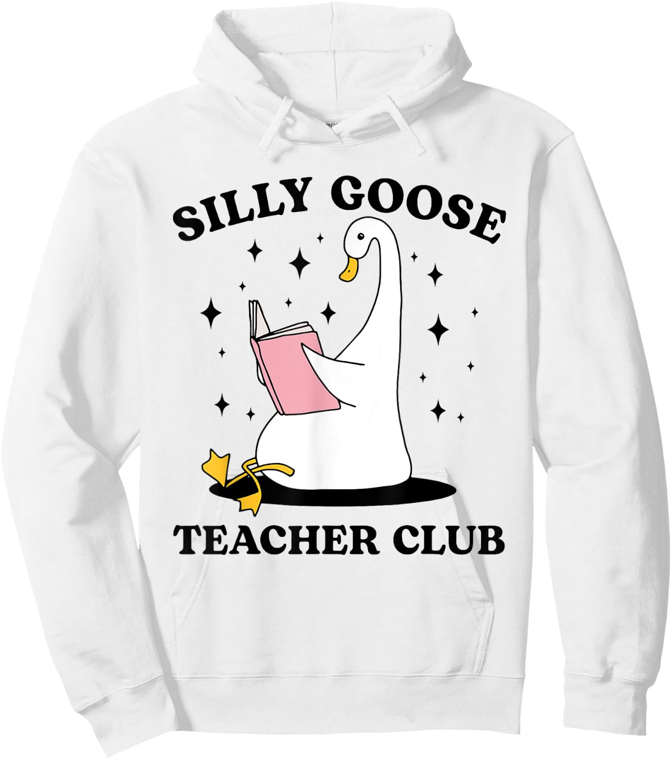 Silly Goose Teacher Groovy Club Silly Goose Book Reading Hoodie - Hoodie | White