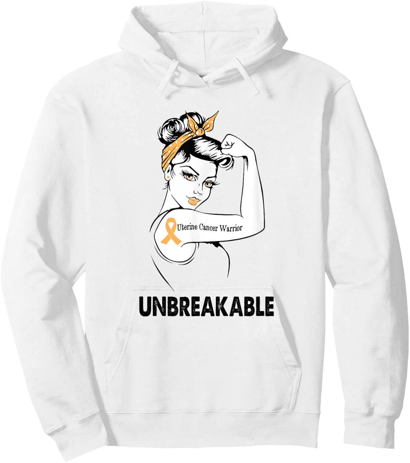 Uterine Cancer Warrior Unbreakable Gift Awareness Hoodie - Hoodie | White