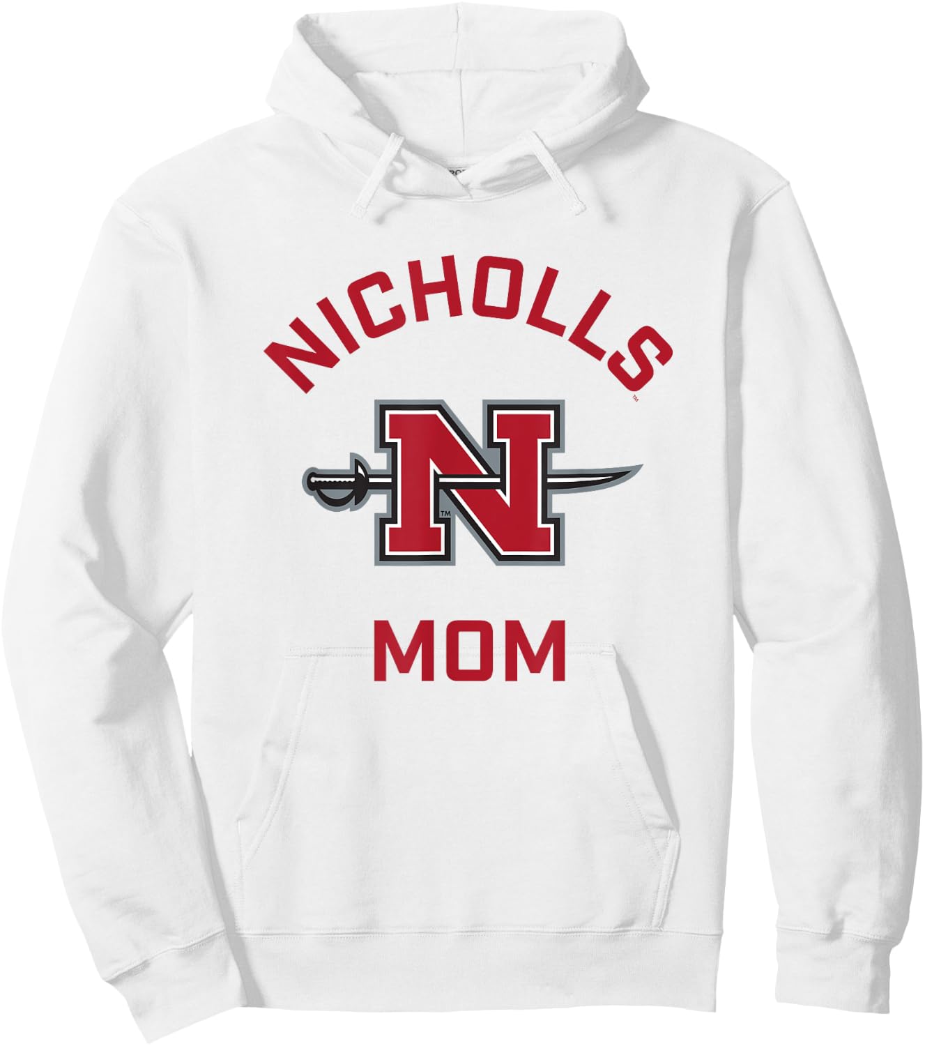 Nicholls State University Colonels Arched Mom Hoodie - Hoodie | White
