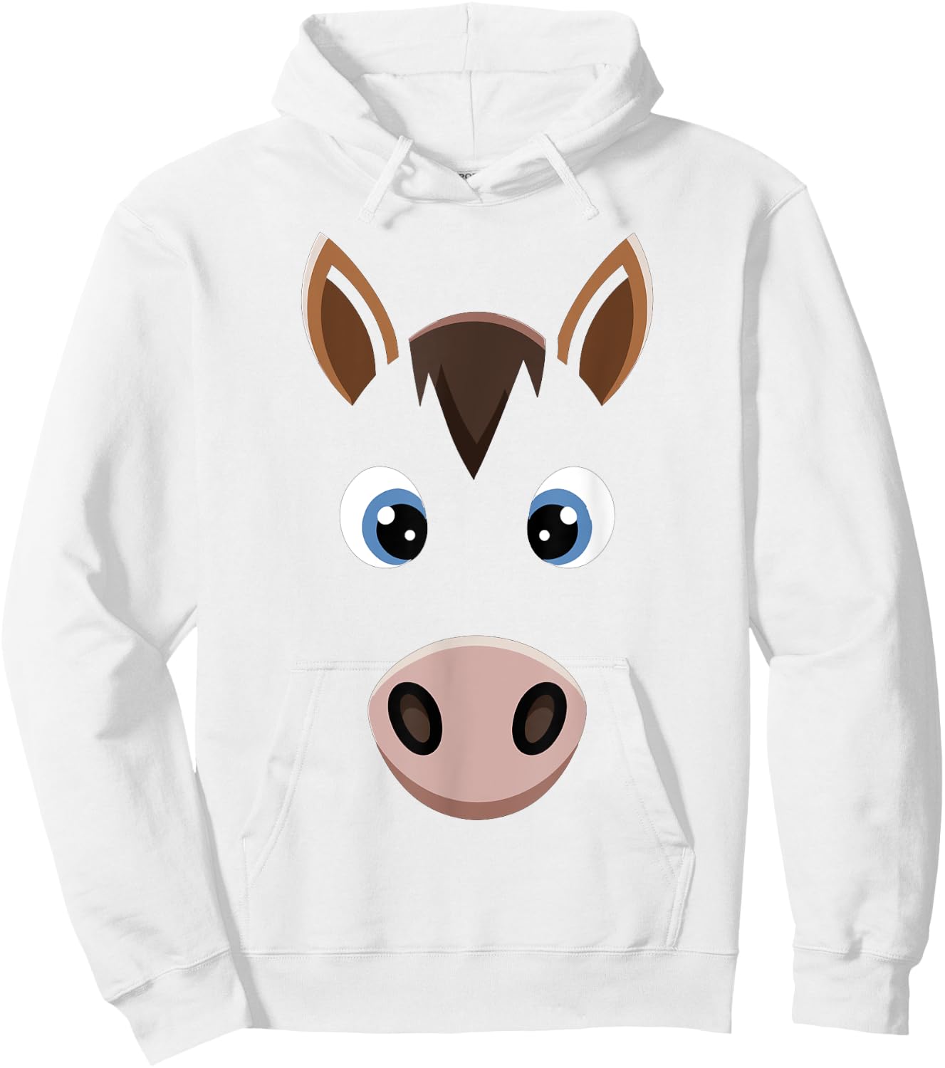Halloween Horse Face Costume Kids Cute Themed Horsey Hoodie - Hoodie | White
