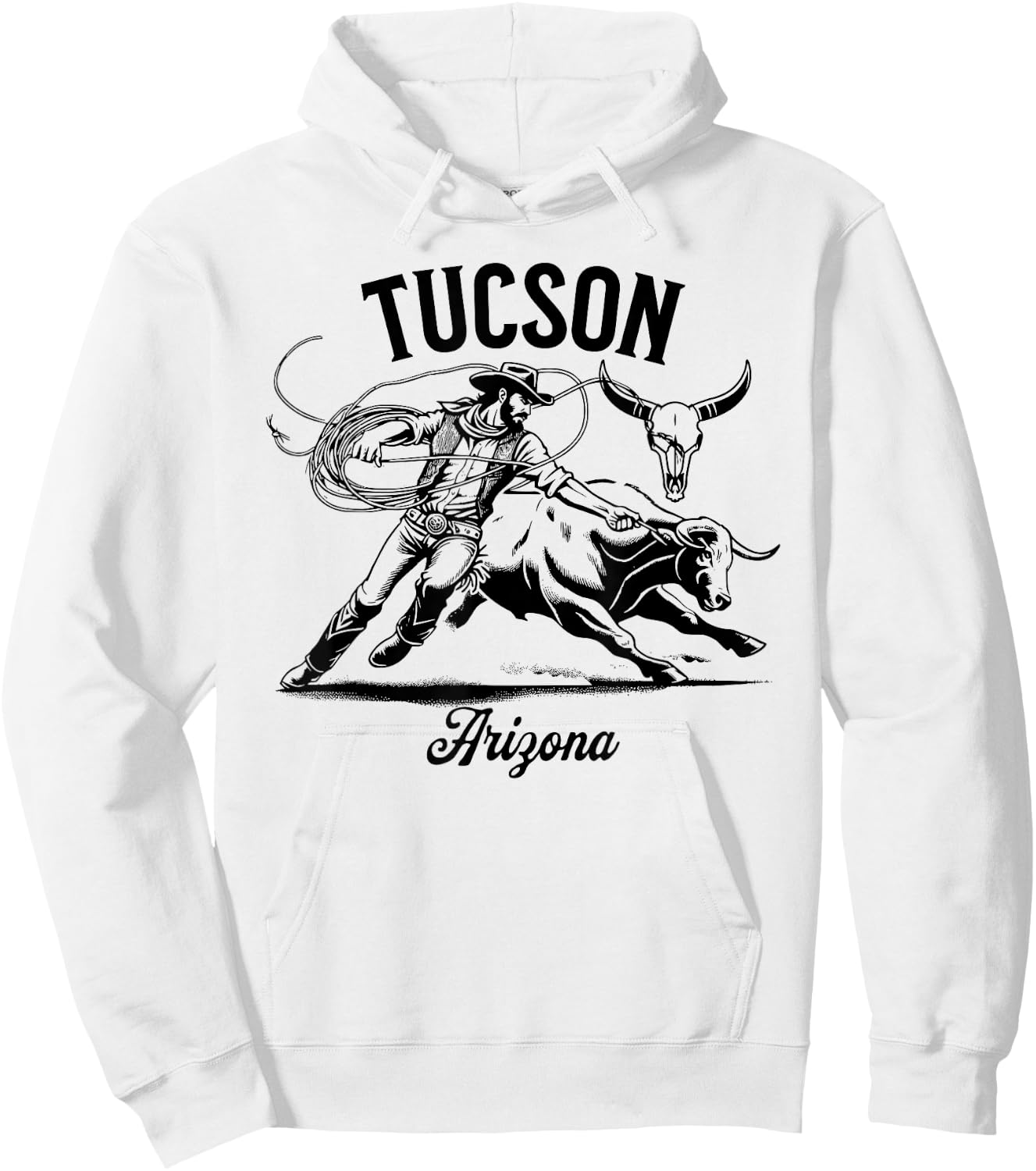 Tucson Arizona Rodeo Bull Rider Steer Wrangler Cowboy Hoodie - Hoodie | White