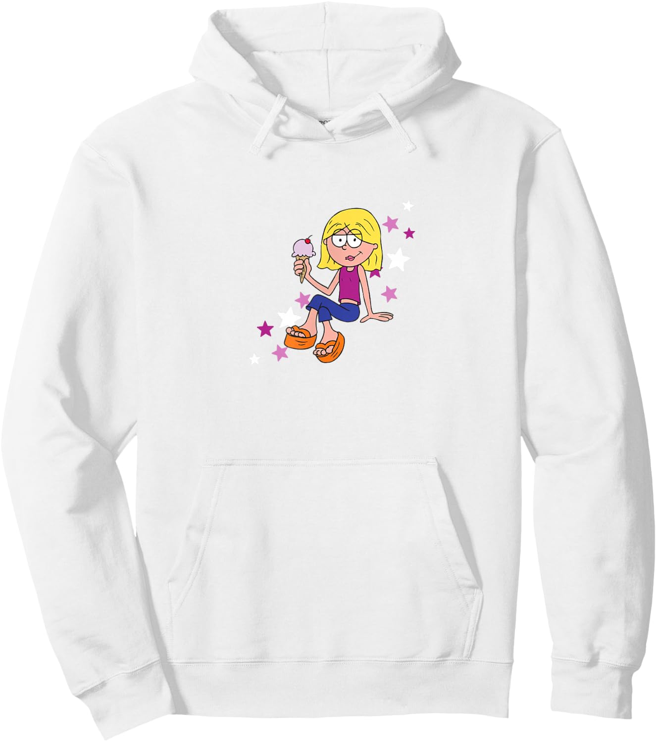 Disney Lizzy McGuire Iconic Cool Lil Lizzie Star Chest Logo Hoodie - Hoodie | White