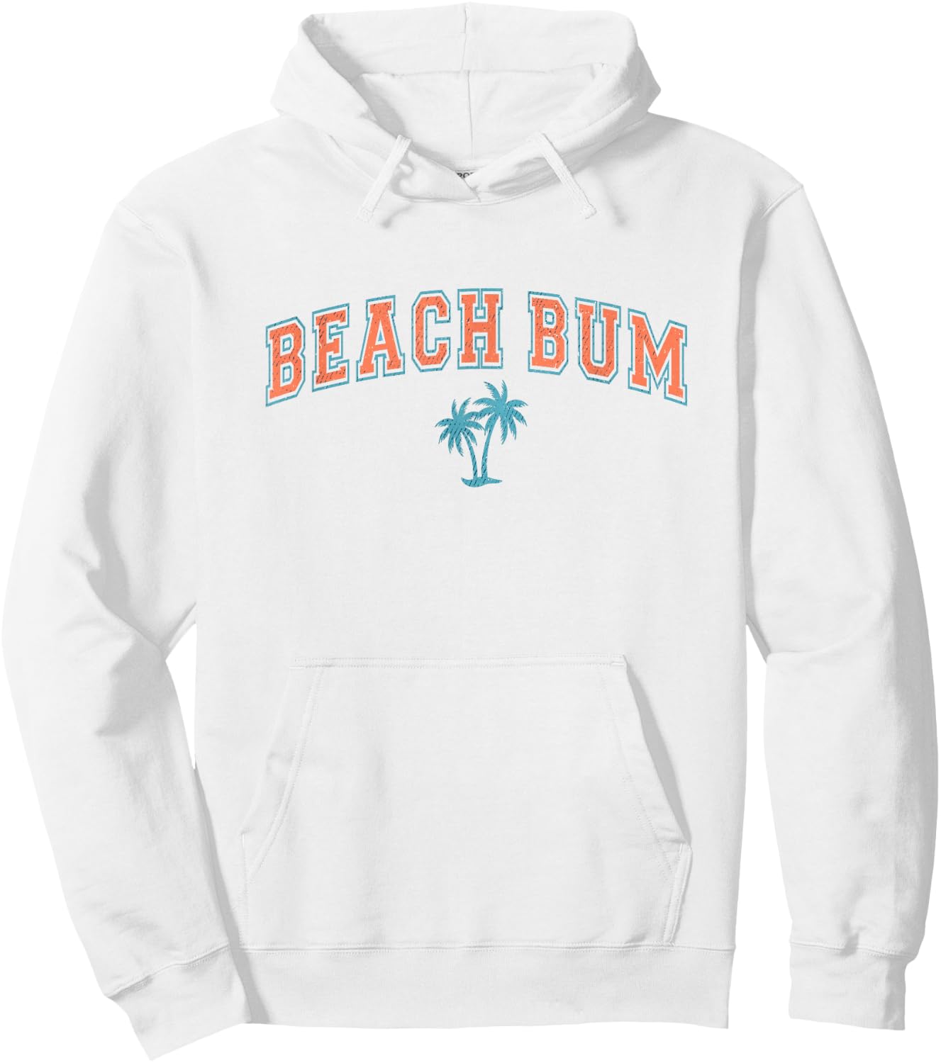 Vintage Beach Bum Shirt Varsity Text Palm Tree Simple Summer Men Women Girls Kids Hoodie - Hoodie | White