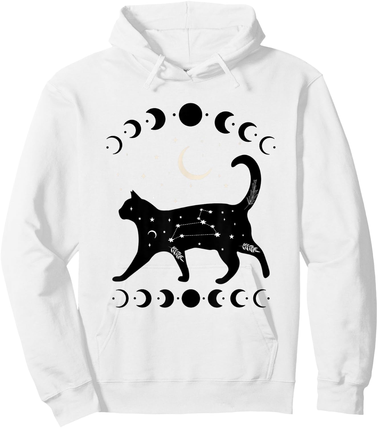 Crescent Moon Cat Star Mystical Celestial Women Men Kids Hoodie - Hoodie | White