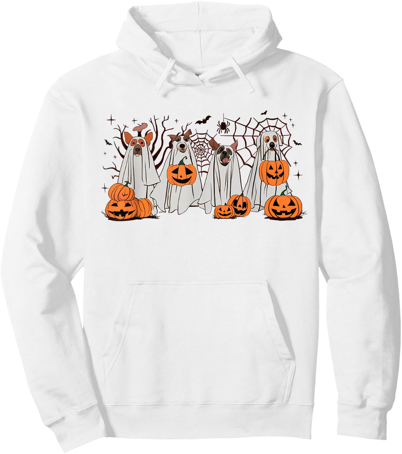 Halloween Boo Dogs Ghost Pumpkins Spooky Dog Lover Outfit Men Women Kids Hoodie - Hoodie | White