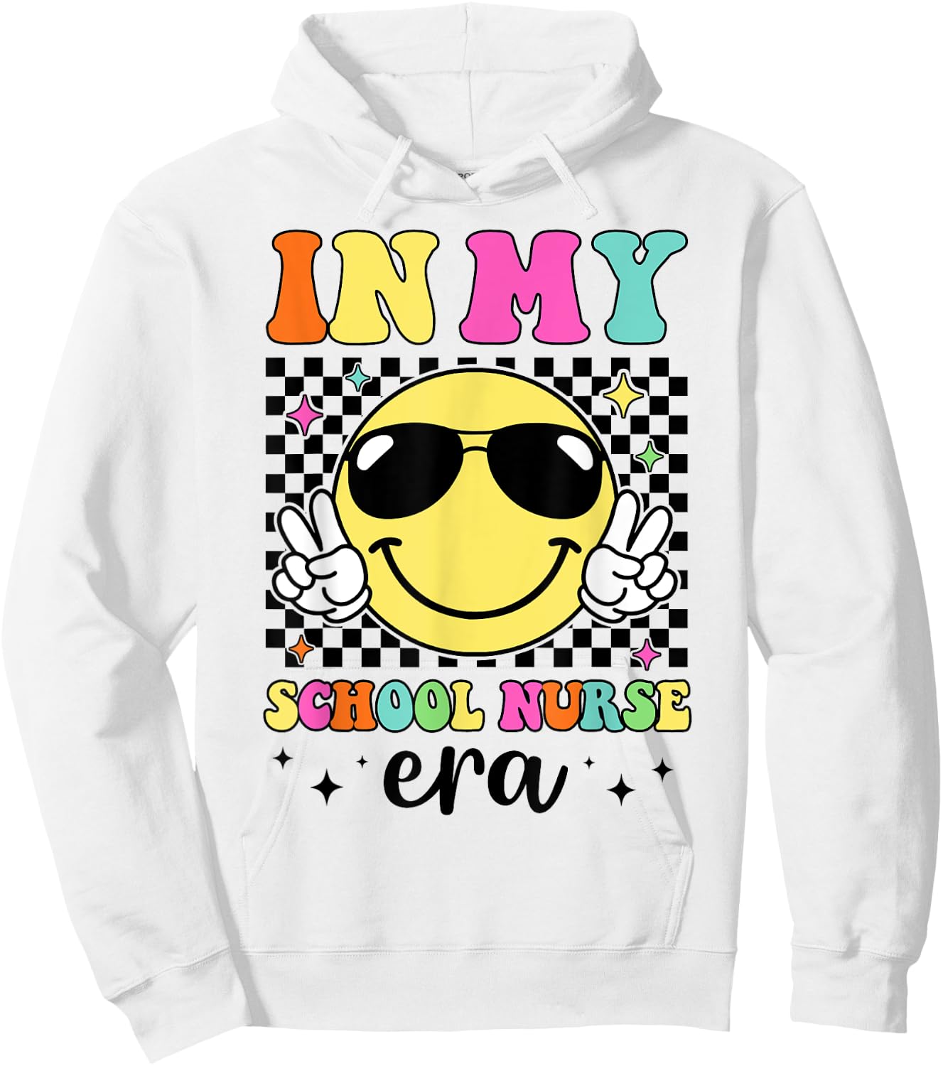 In My School Nurse Era Groovy Vintage Back To School Funny Hoodie - Hoodie | White
