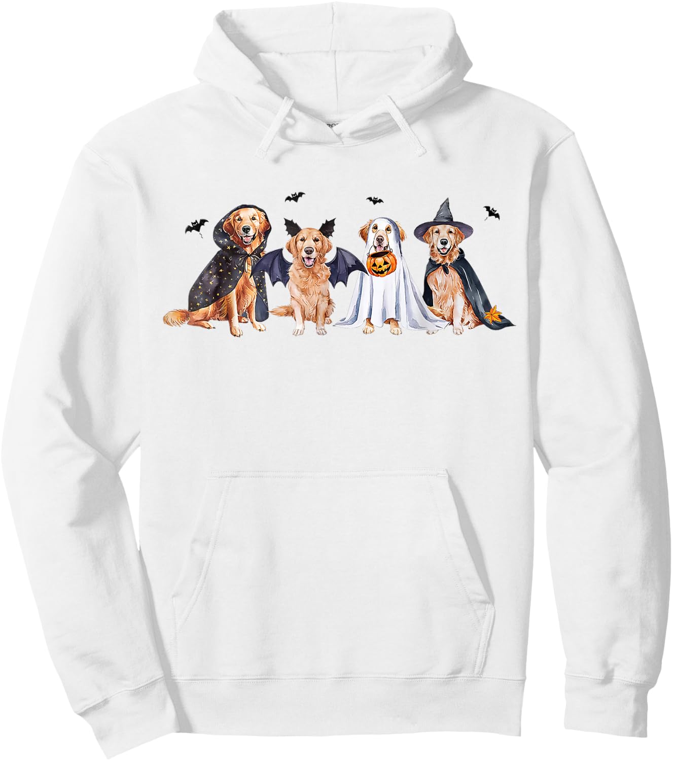 Golden Retriever Ghost Dog Halloween Golden Retriever Witch Women Kids Hoodie - Hoodie | White