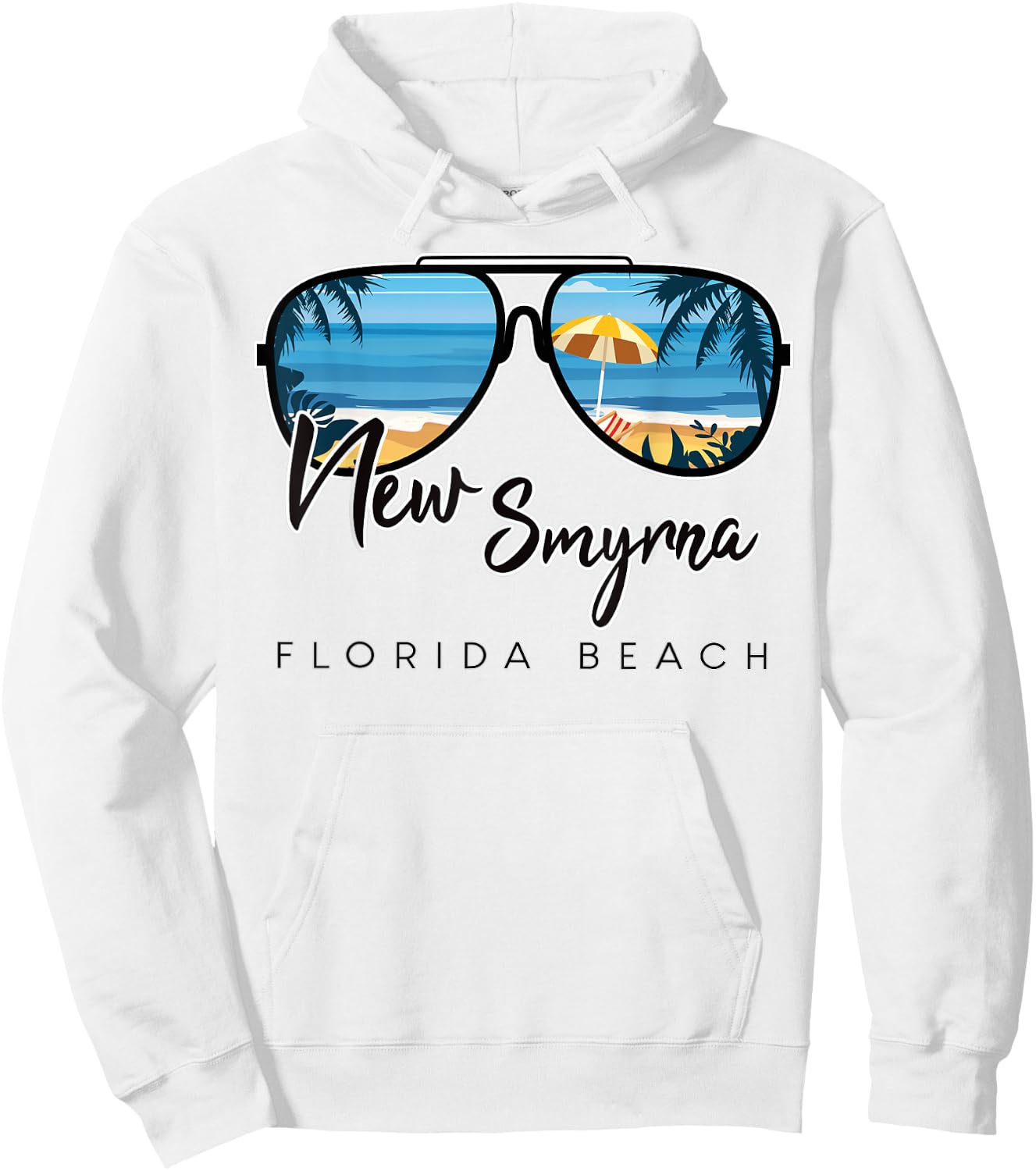 New Smyrna Beach Florida Palm Tree Sunglasses Souvenir Women Kids Hoodie - Hoodie | White