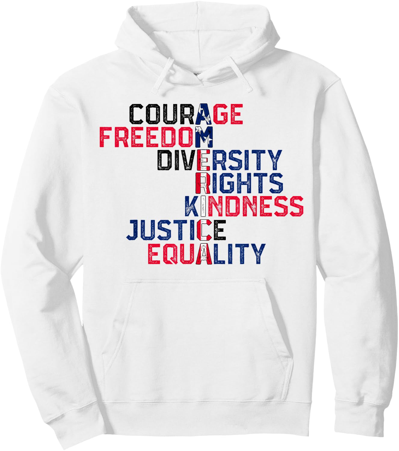 Courage Freedom Diversity Rights Kindness Justice Equality Hoodie - Hoodie | White
