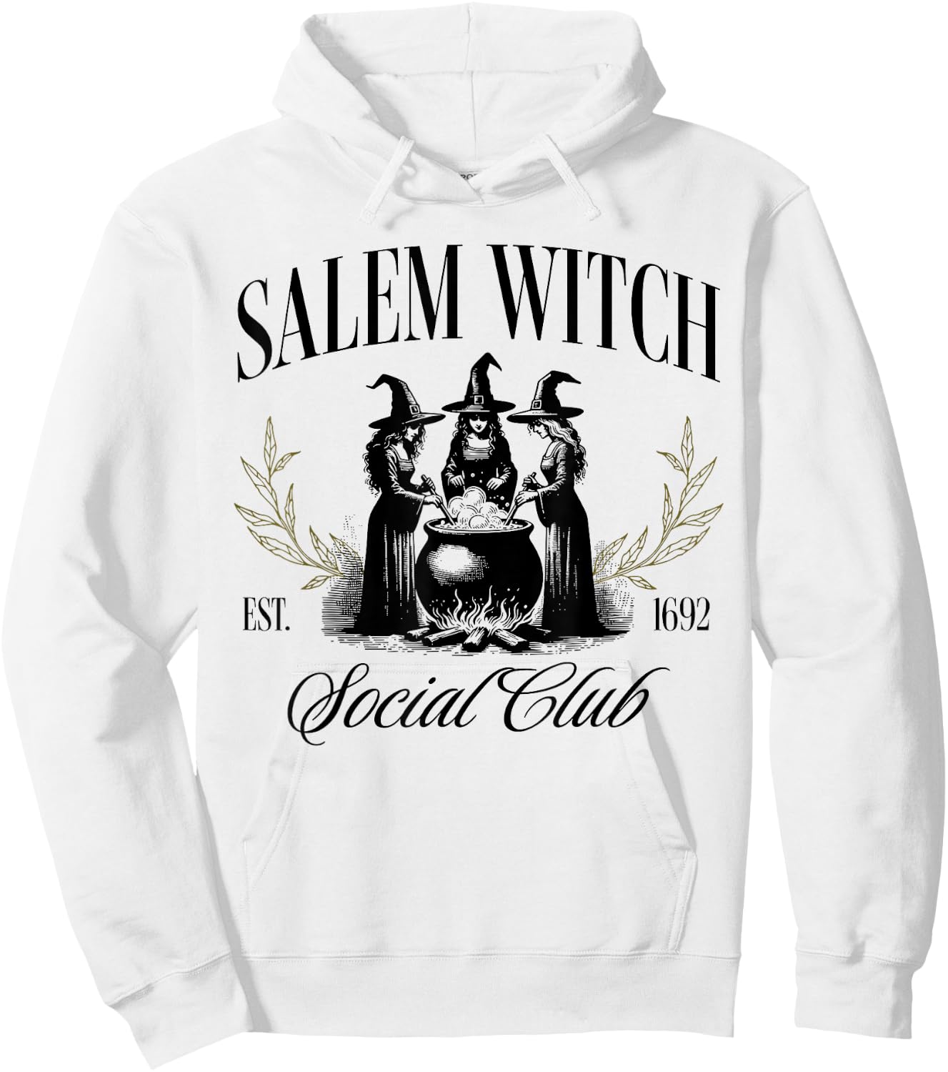 Salem 1692 Social Club Witch Halloween Witchy Women Girls Hoodie - Hoodie | White