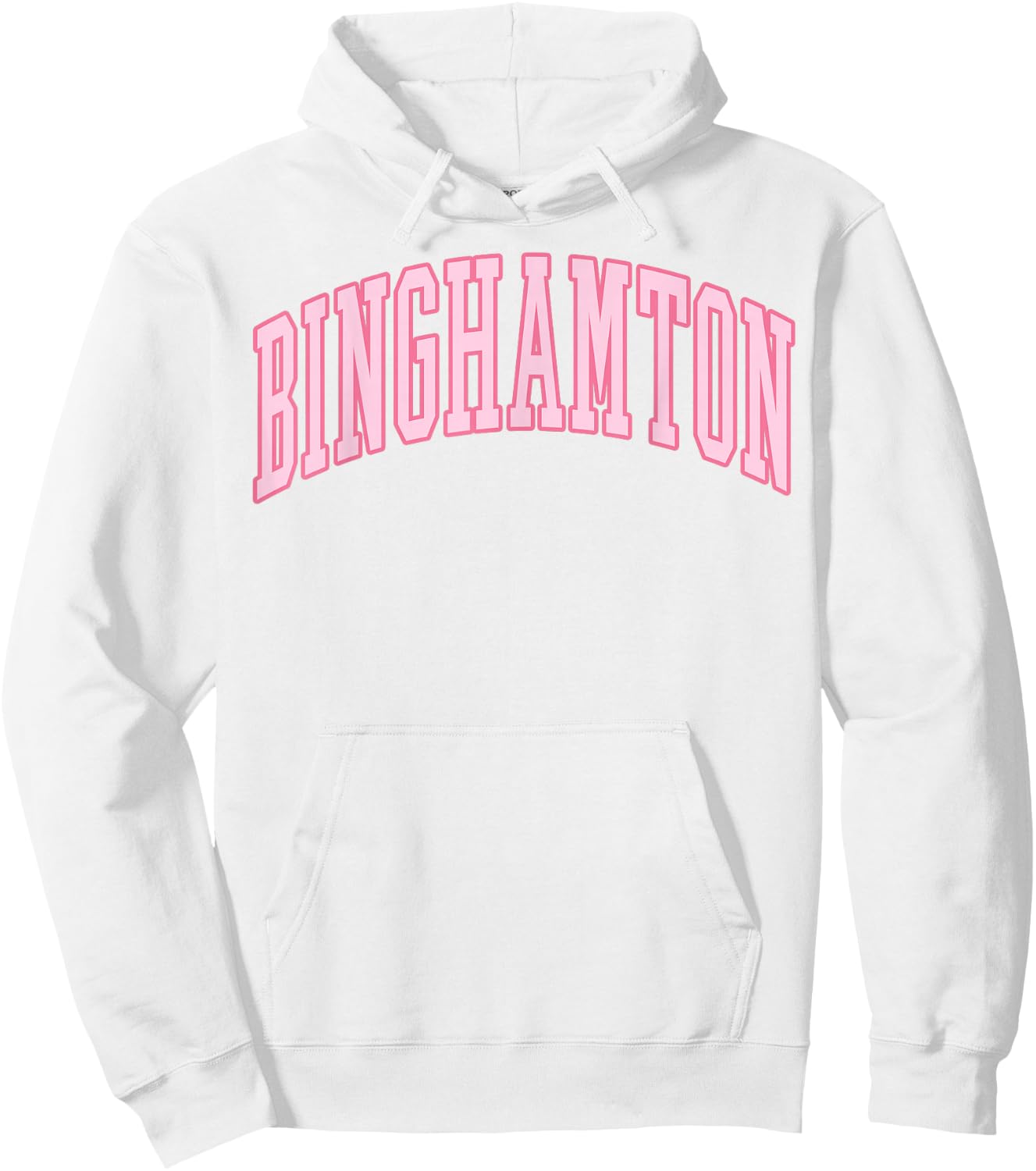 Binghamton Vintage Preppy Varsity Pink Sports Hoodie - Hoodie | White