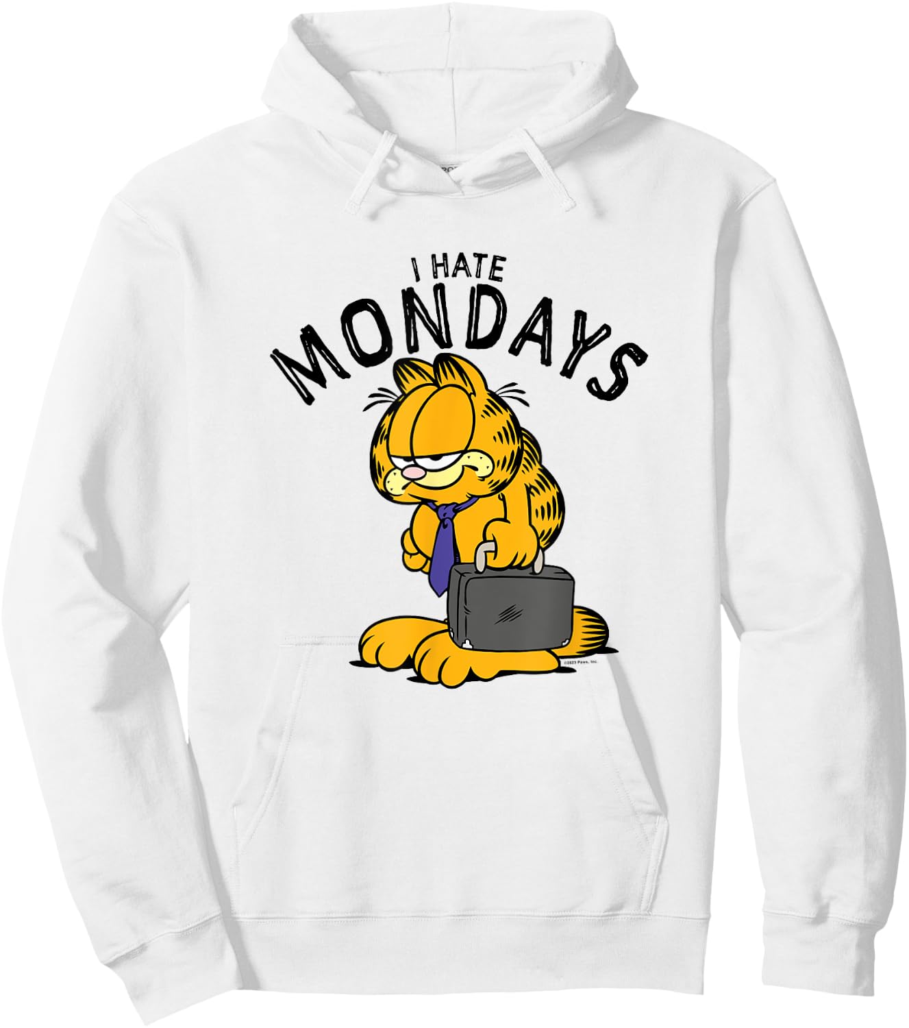 Garfield I Hate Mondays Grumpy Tie & Briefcase Shot Hoodie - Hoodie | White