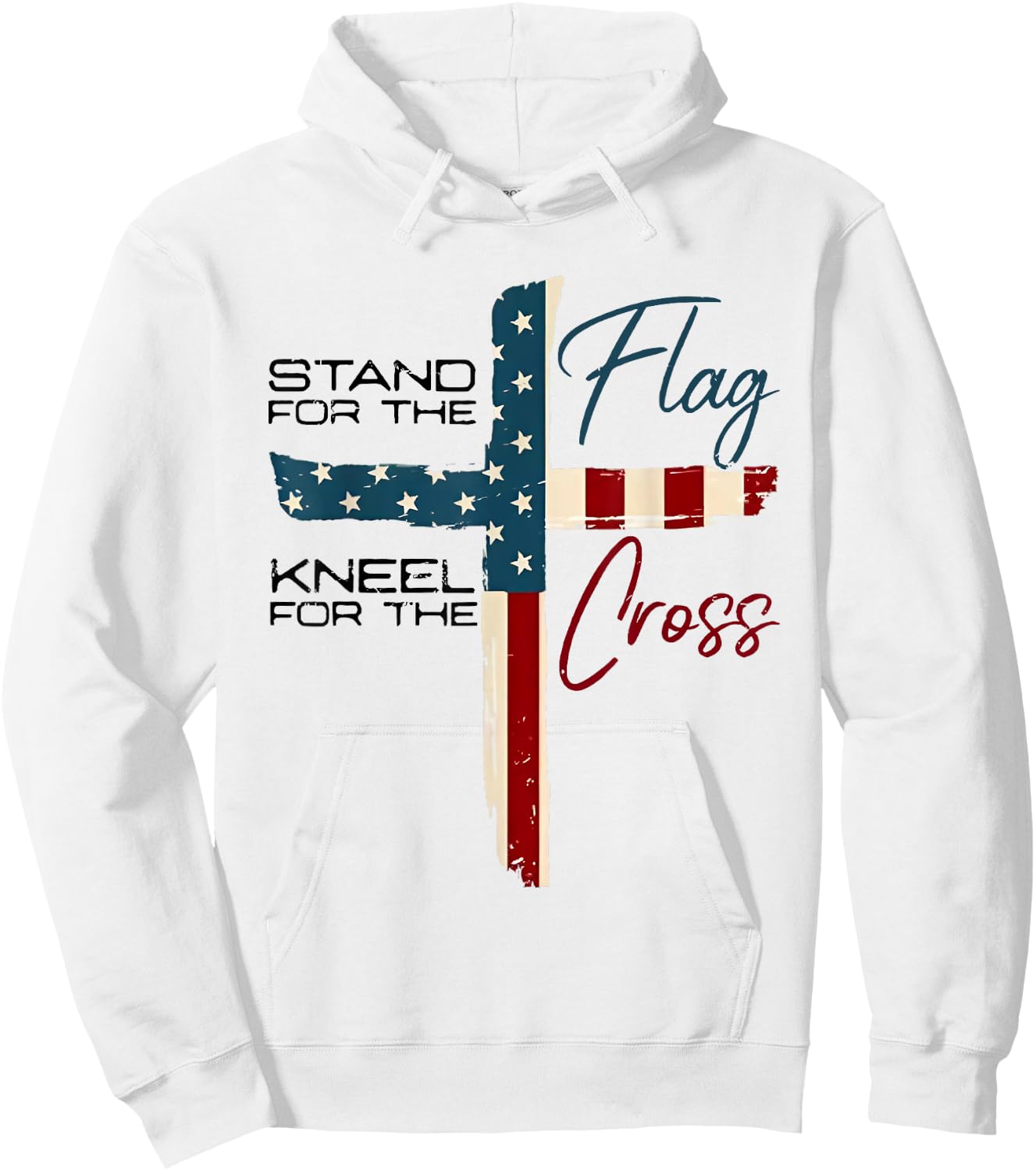 Stand For The Flag 4th Of July Cross USA Flag Christian Hoodie - Hoodie | White