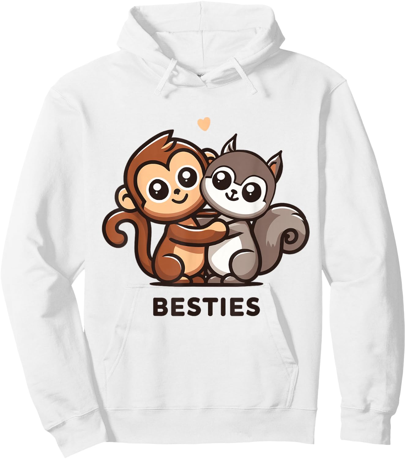 Cute Monkey and Squirrel Besties Friends Best Pal Hoodie - Hoodie | White