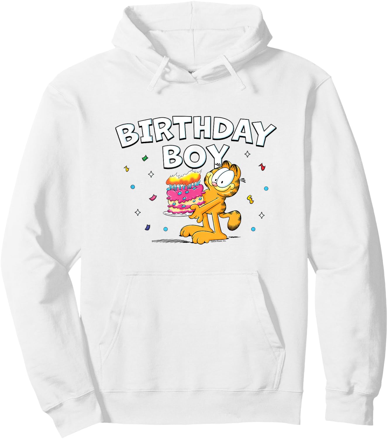Garfield Birthday Boy Cake & Confetti Celebration Logo Hoodie - Hoodie | White
