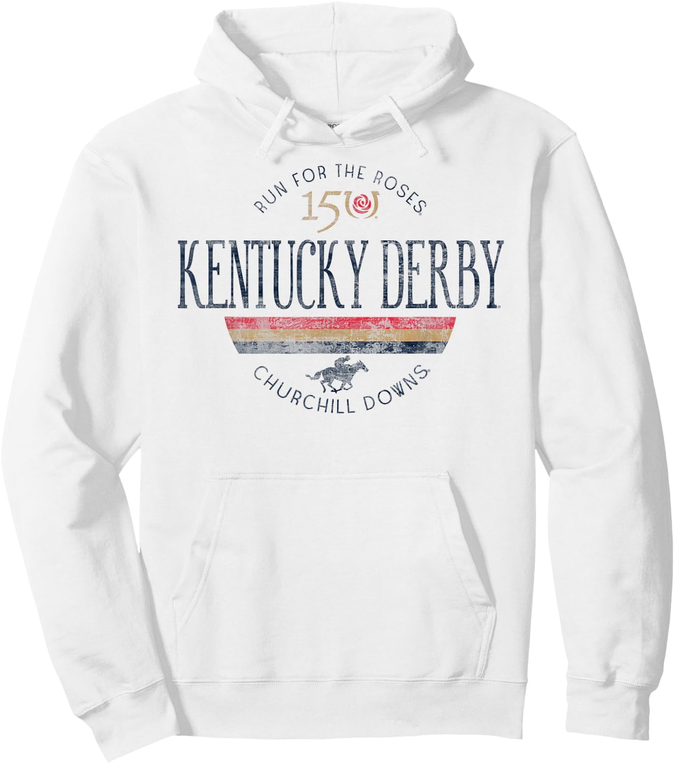 Kentucky Derby 150th Retro Stripe White Officially Licensed Hoodie - Hoodie | White