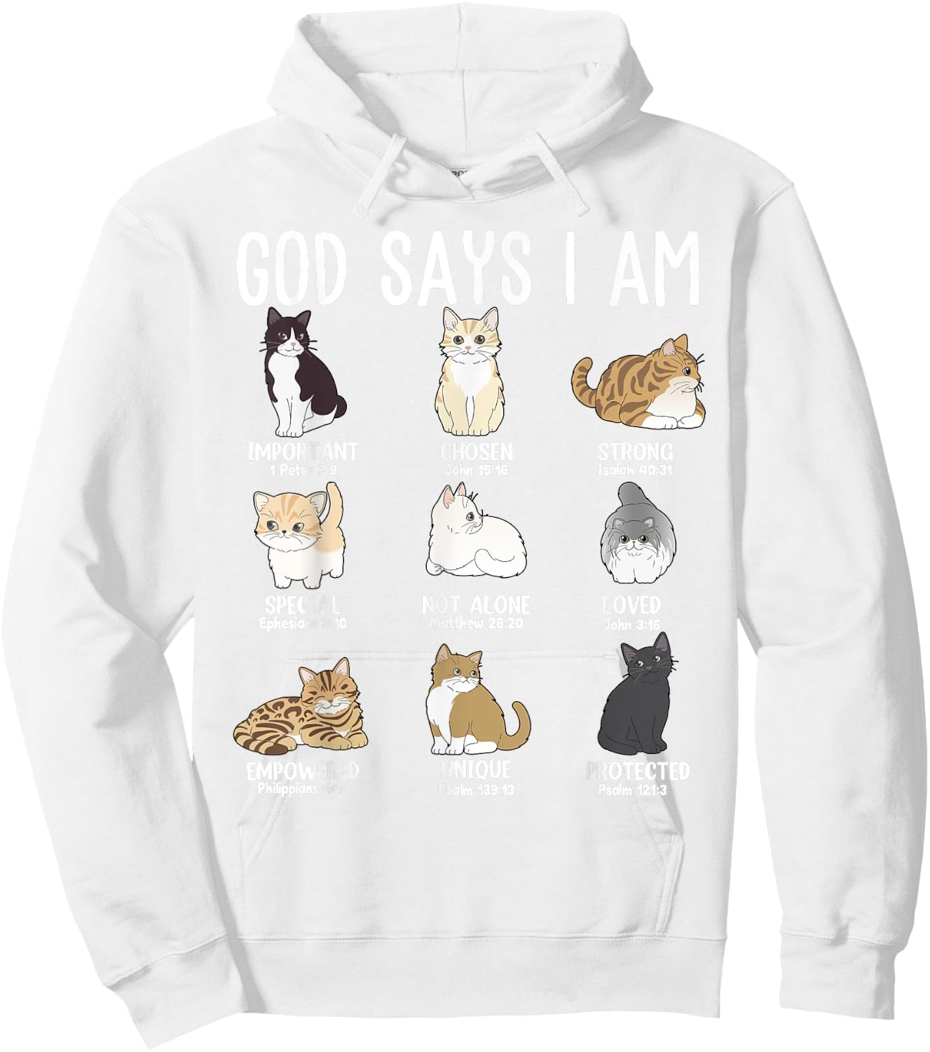 God Say Am Cat Christian Easter Teen Girl Toddler Mom Sister Hoodie - Hoodie | White