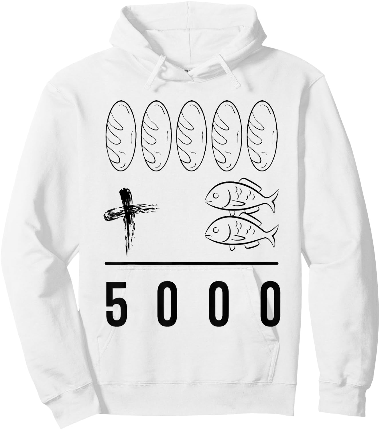 Retro Five Loaves Plus Two Fish Equals 5000 Christian Hoodie - Hoodie | White