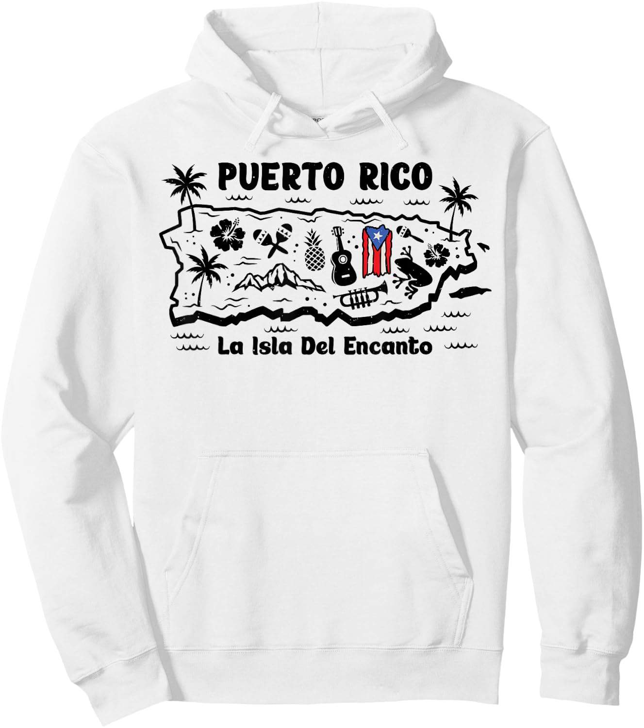 Puerto Rico La Isla del Encanto Puerto Rican Flag Retro Hoodie - Hoodie | White