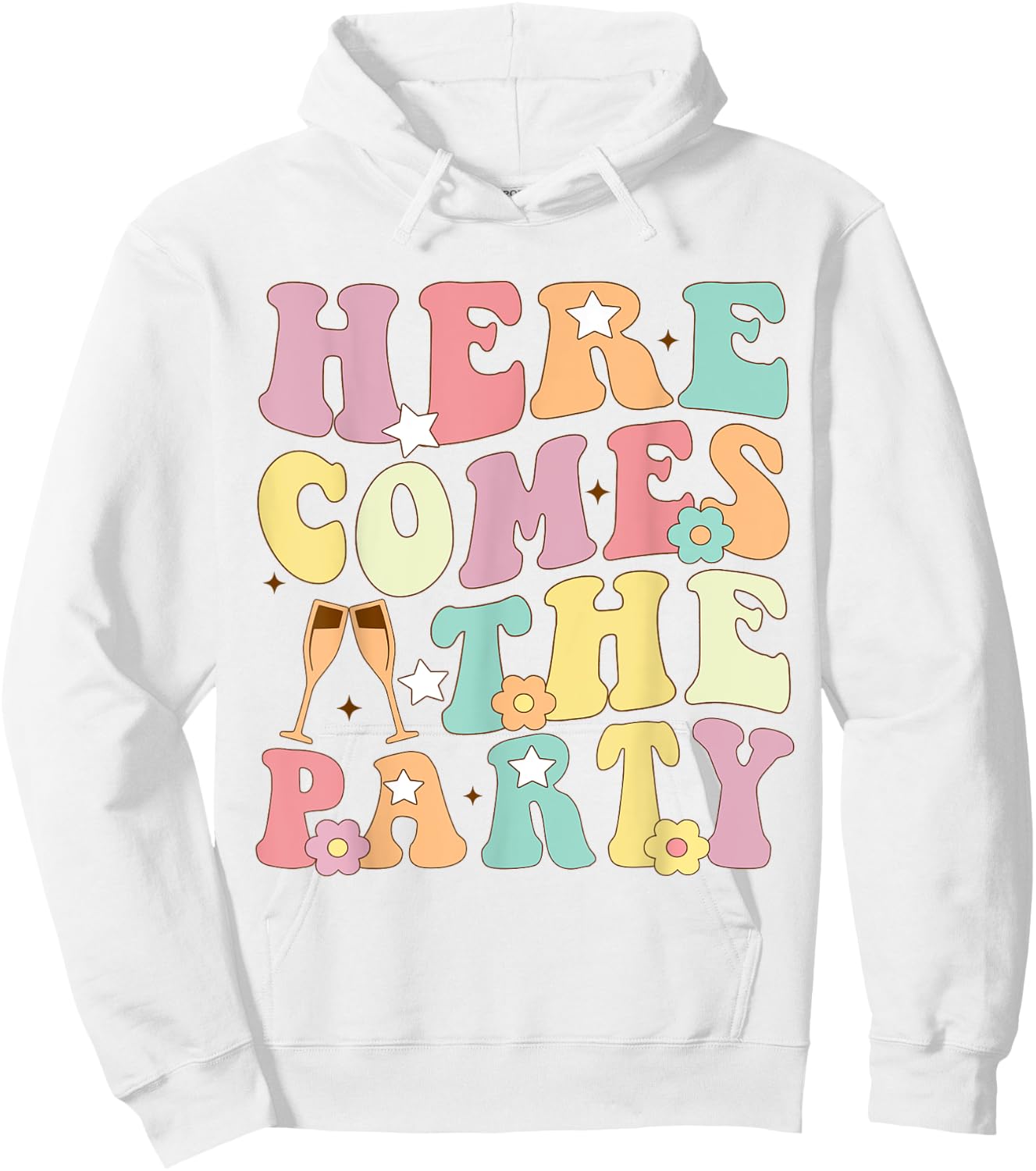 Here Come The Party Bride Retro Groovy Bachelorette Matching Hoodie - Hoodie | White