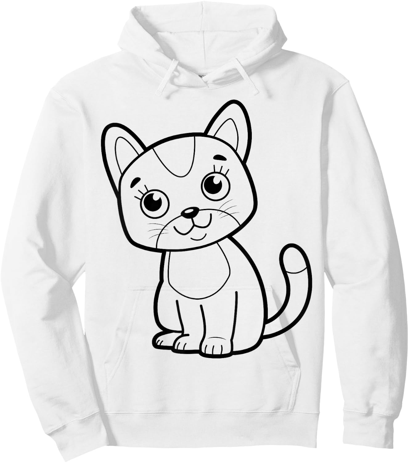 Cute cat to paint and color in for children Hoodie - Hoodie | White