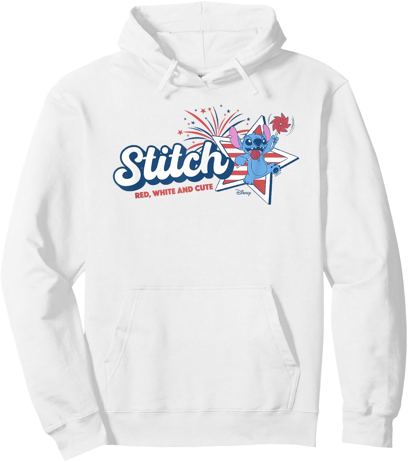 Disney Lilo & Stitch Red White Cute 4th of July Hoodie - Hoodie | White