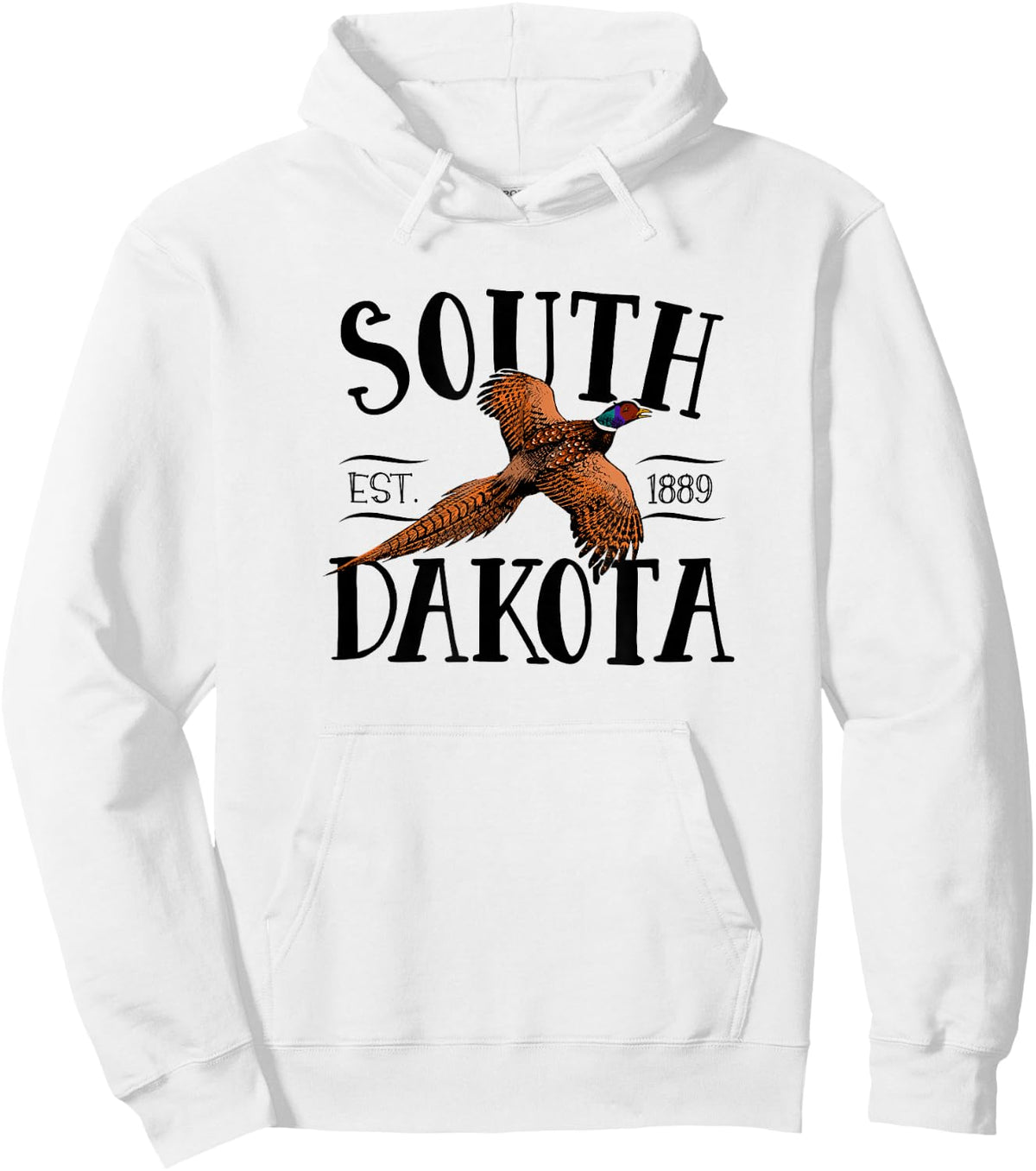 SOUTH DAKOTA Ring Necked Pheasant design Hoodie - Hoodie | White