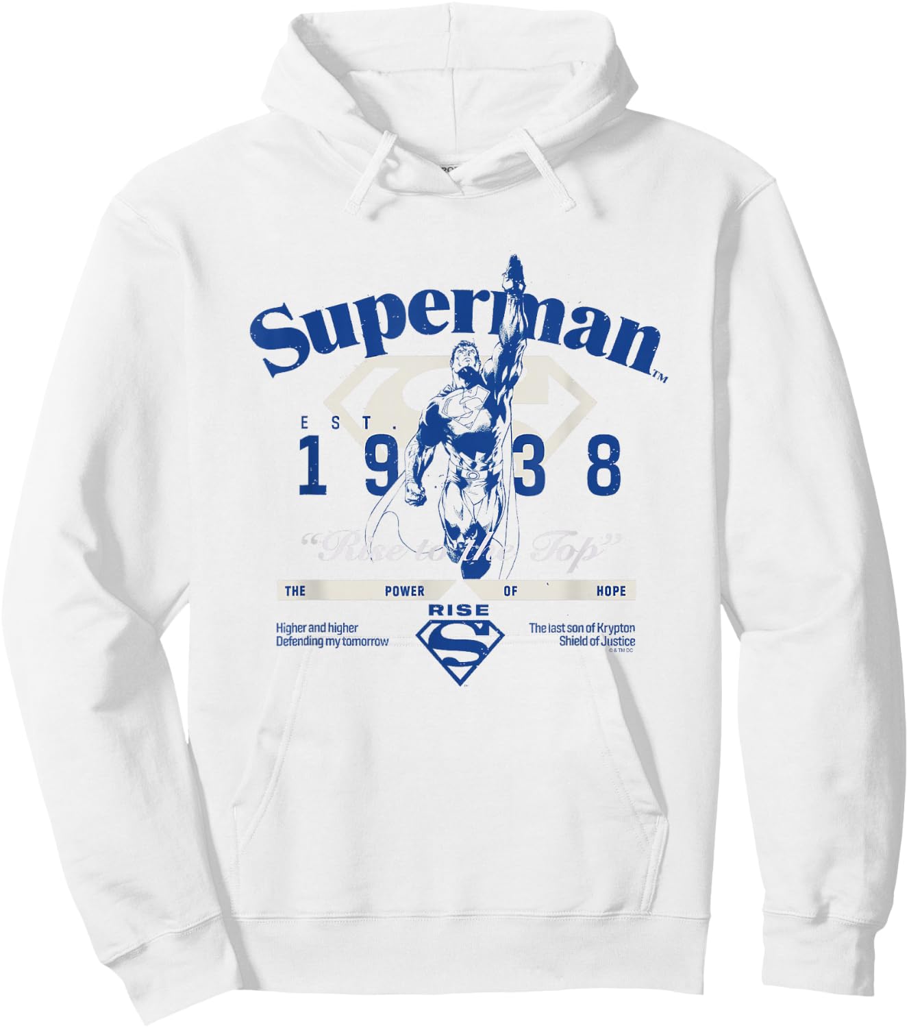 DC Comics Superman Rise to The Top Est. 1938 Vintage Logo Hoodie - Hoodie | White