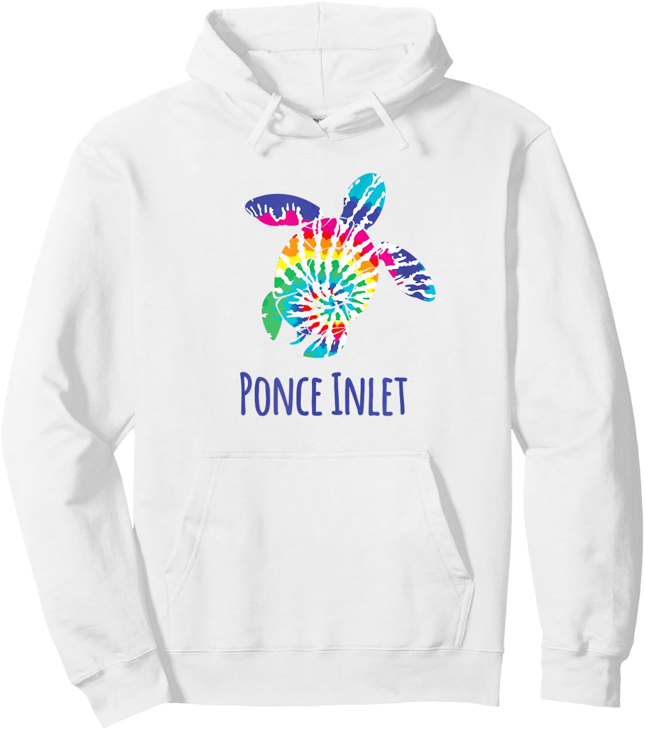 Ponce Inlet Florida Coastal Batik Tie Dye Loggerhead Turtle Hoodie - Hoodie | White