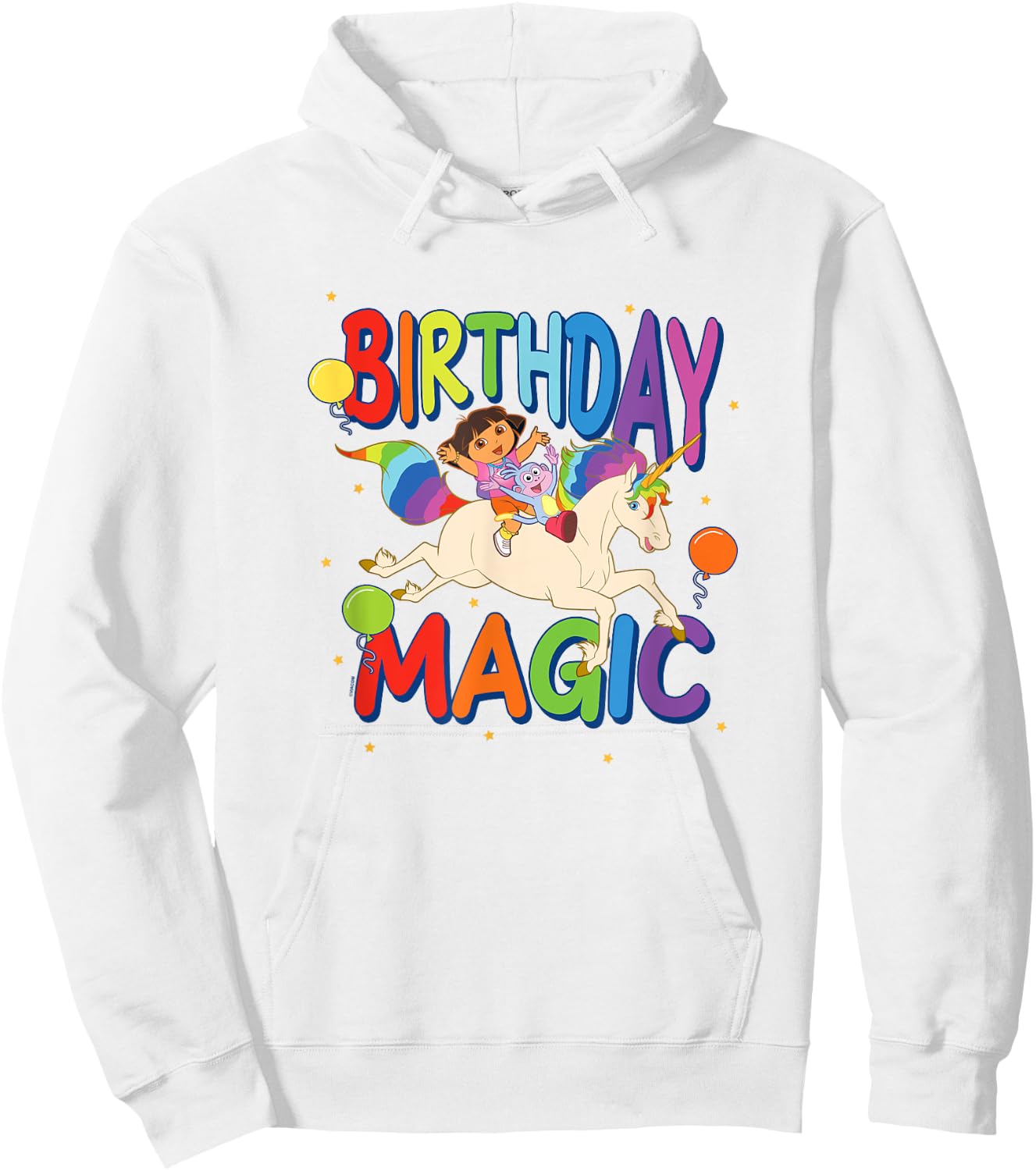 Dora the Explorer Birthday Magic Dora & Boots Riding Unicorn Hoodie - Hoodie | White
