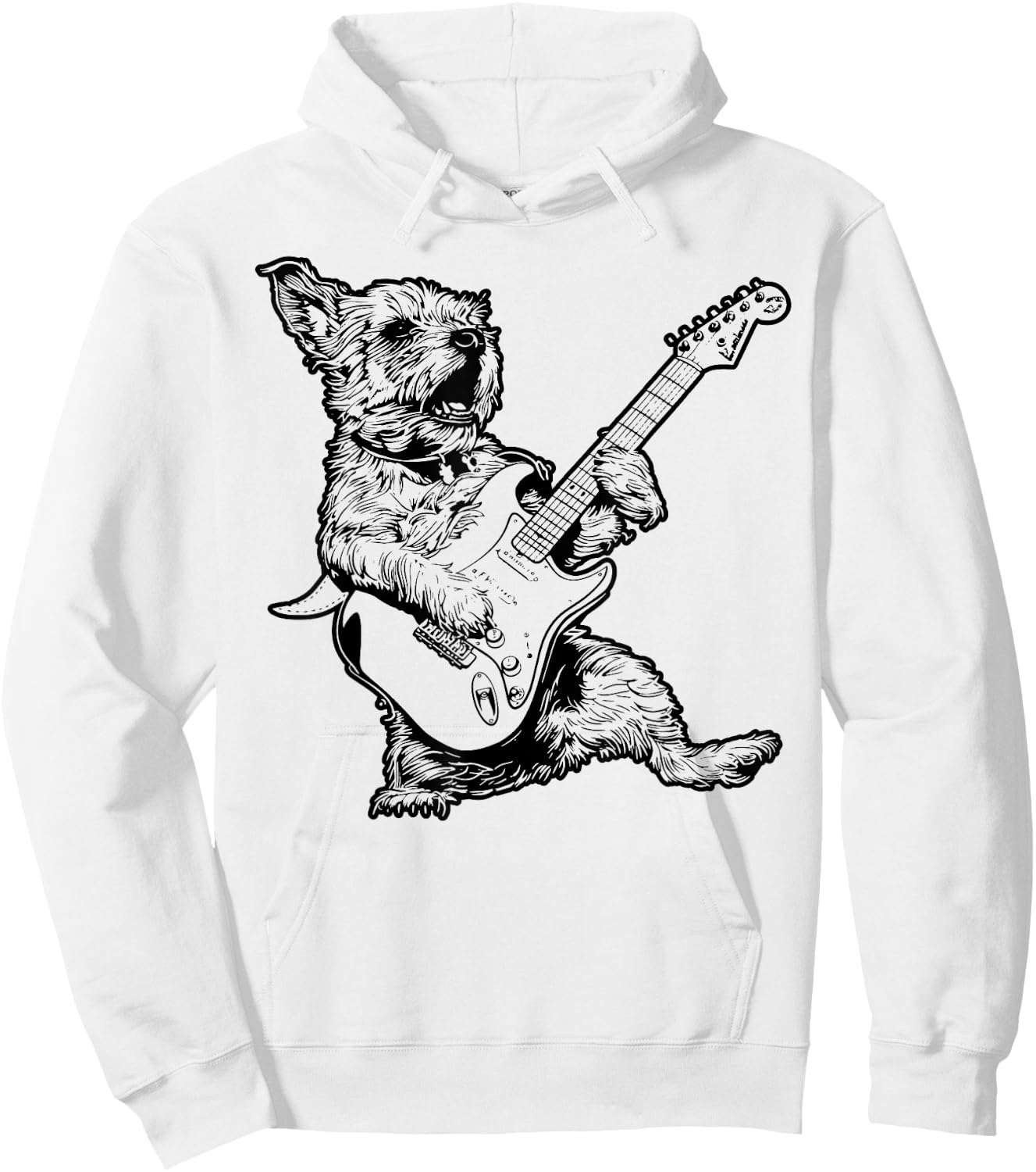 Dog Guitarist Guitar - Border Terrier Dad Mom Hoodie - Hoodie | White