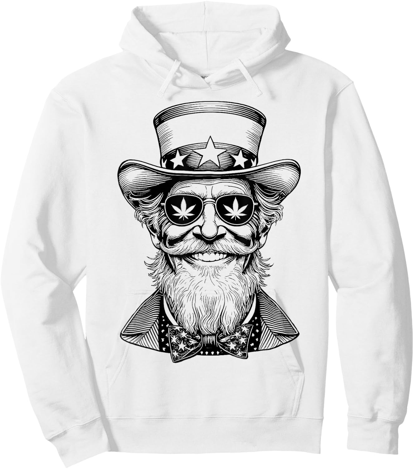 Weed Uncle Sam USA Funny 4th Of July 420 Stoner Marijuana Women Men Hoodie - Hoodie | White