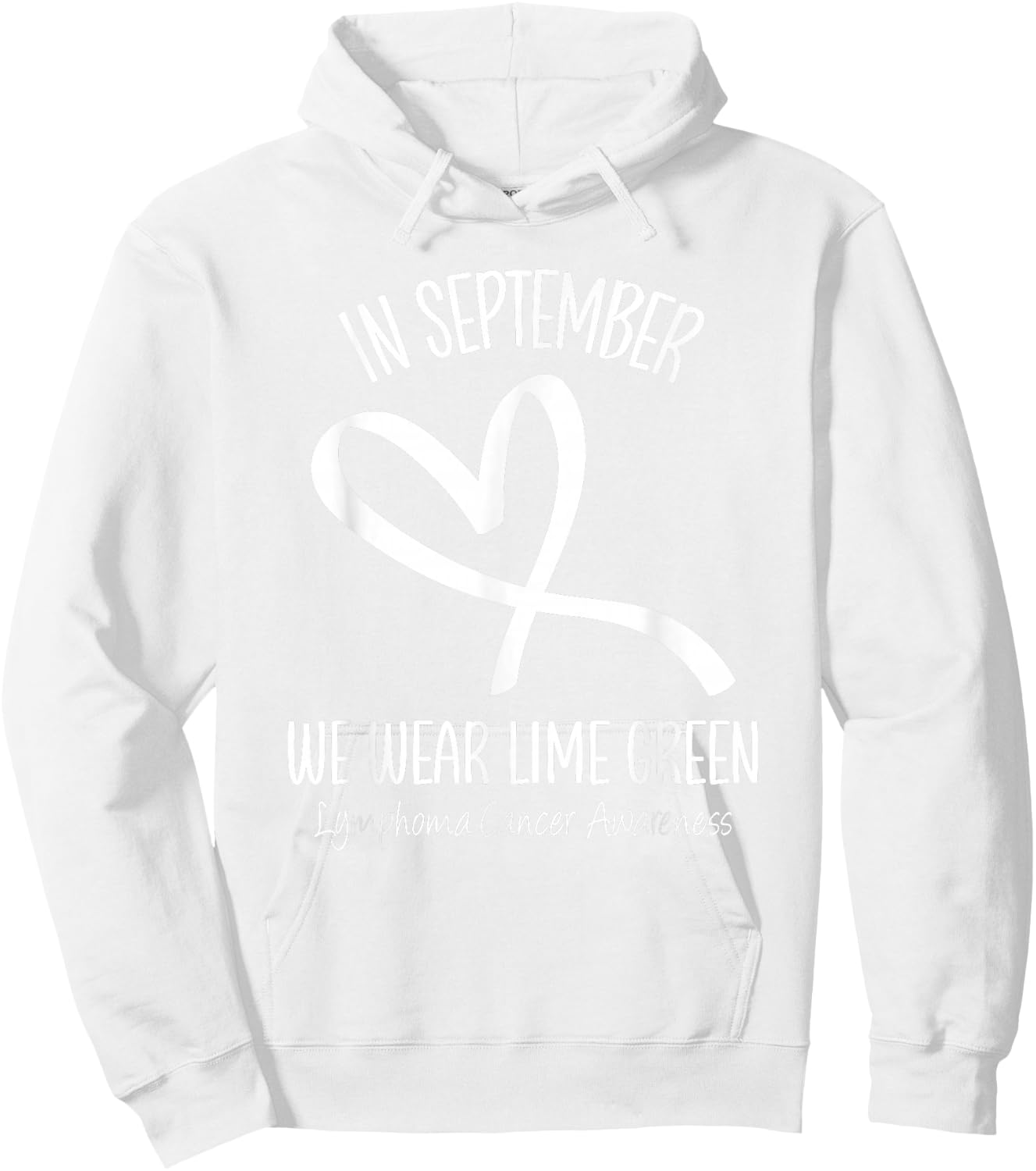 Heart September Lime Green Lymphoma Cancer Awareness Ribbon Hoodie - Hoodie | White