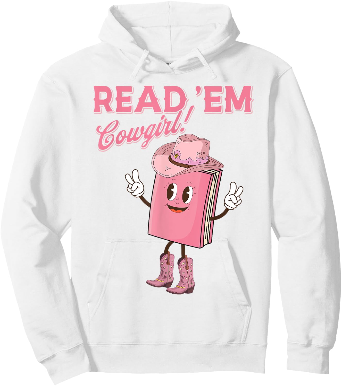 Read 'Em Western Cowgirl Retro Groovy Reading Books Hoodie - Hoodie | White