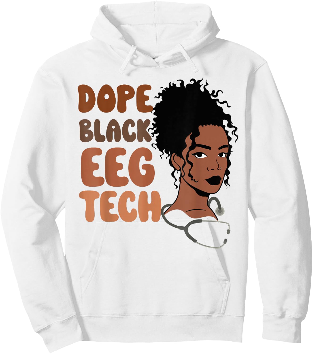 Dope Black EEG Tech Melanated Black History Neuro Technician Hoodie - Hoodie | White
