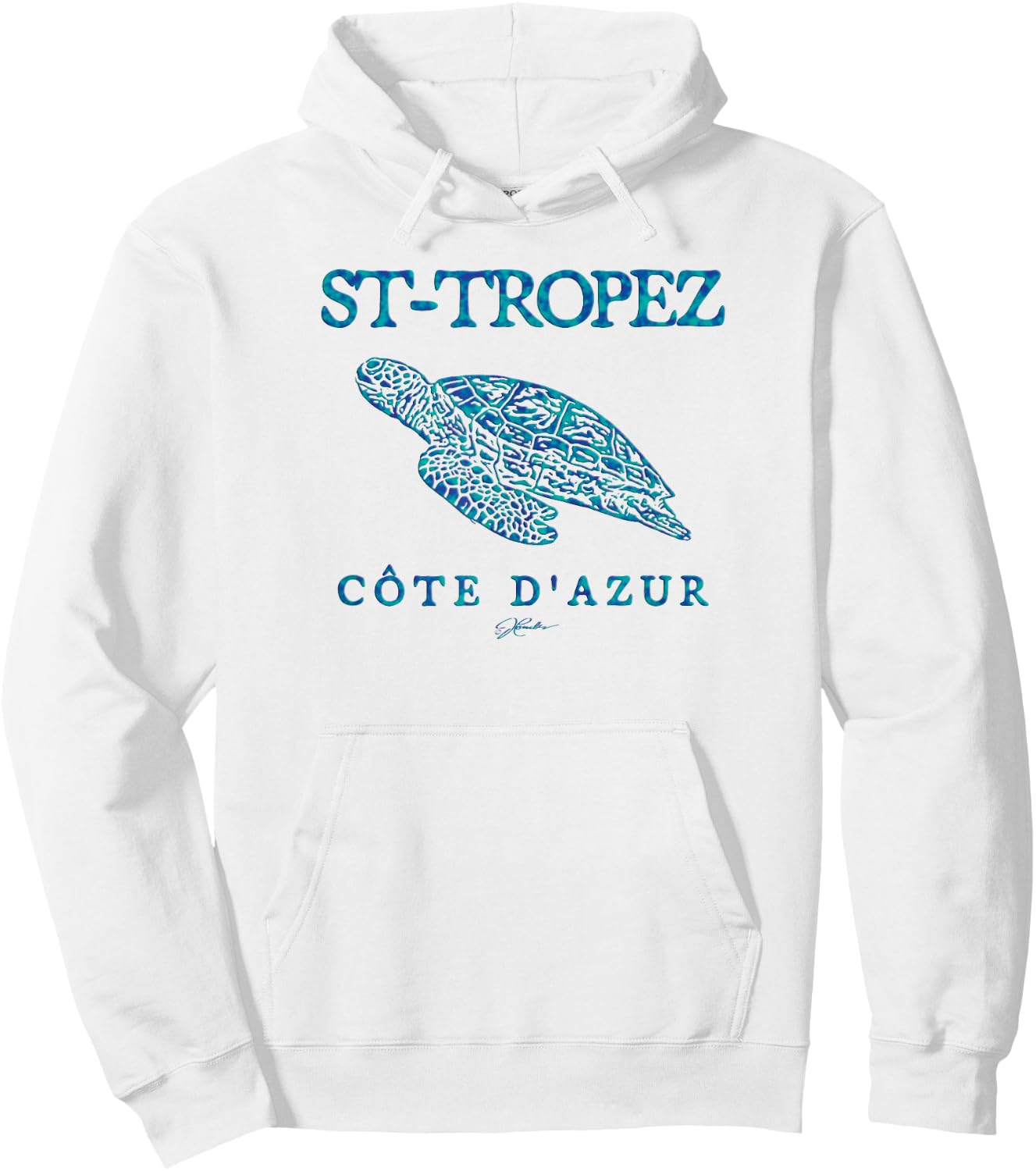 JCombs - Saint Tropez, French Riviera, Sea Turtle Hoodie - Hoodie | White