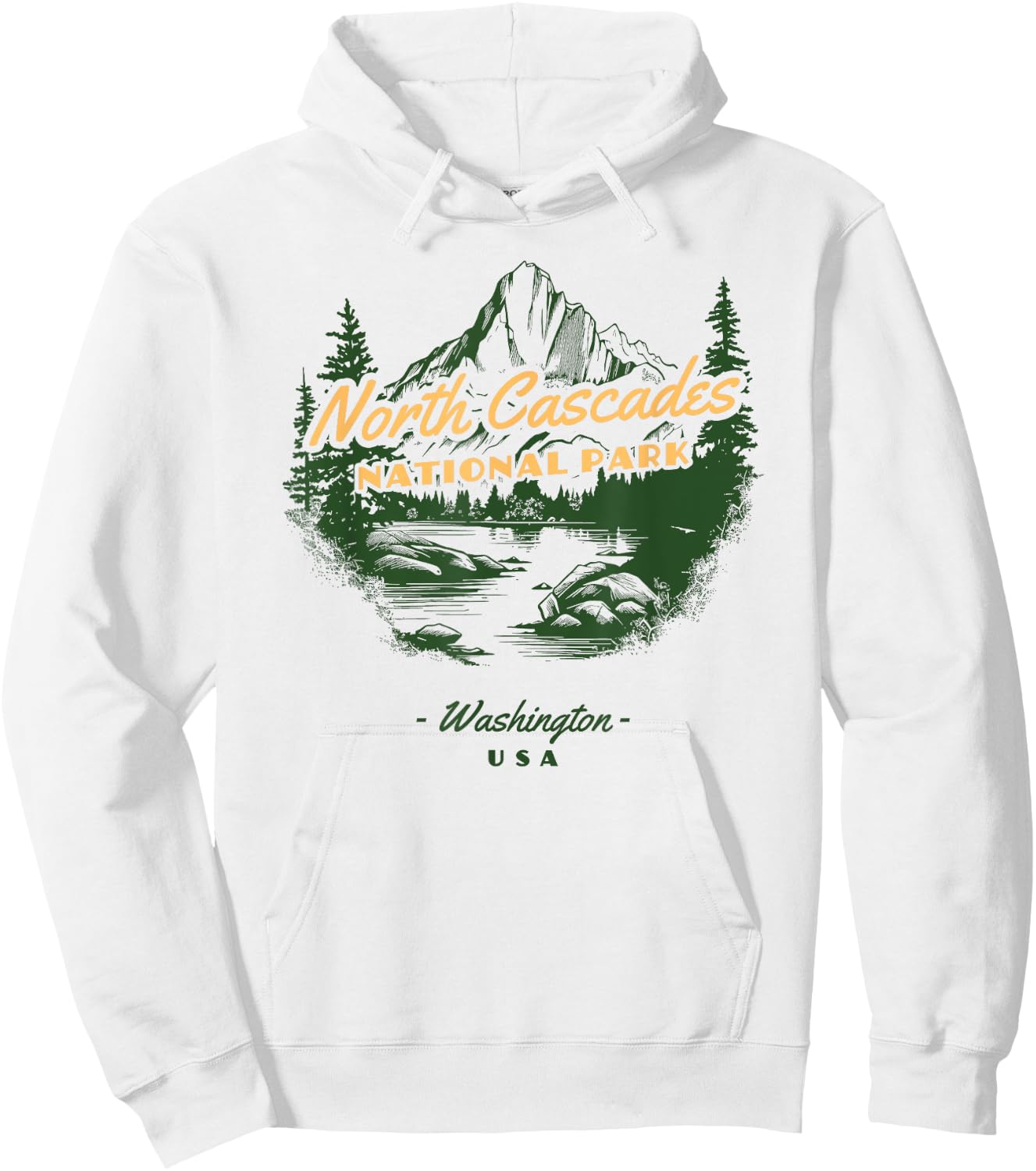 North Cascades National Park Washington Retro Vintage Hoodie - Hoodie | White