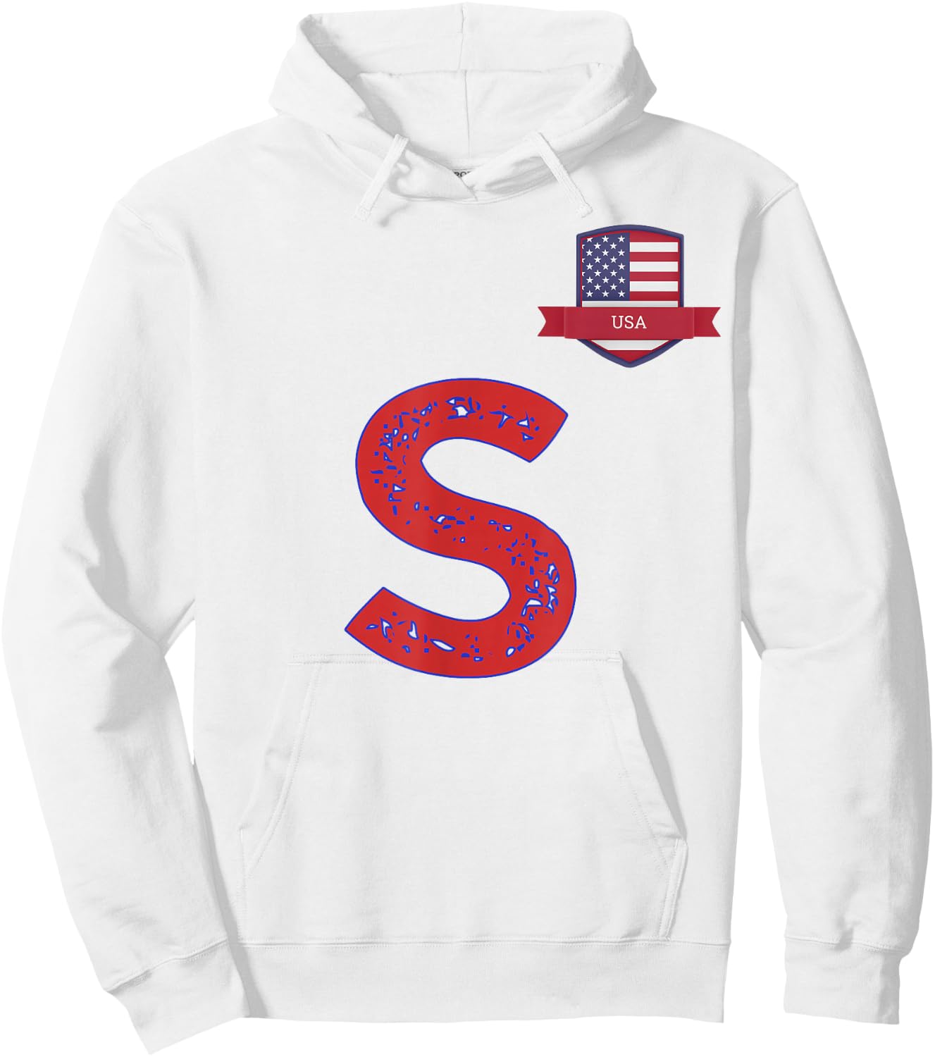USA Human-Flag Letter S American USA Red Hoodie - Hoodie | White