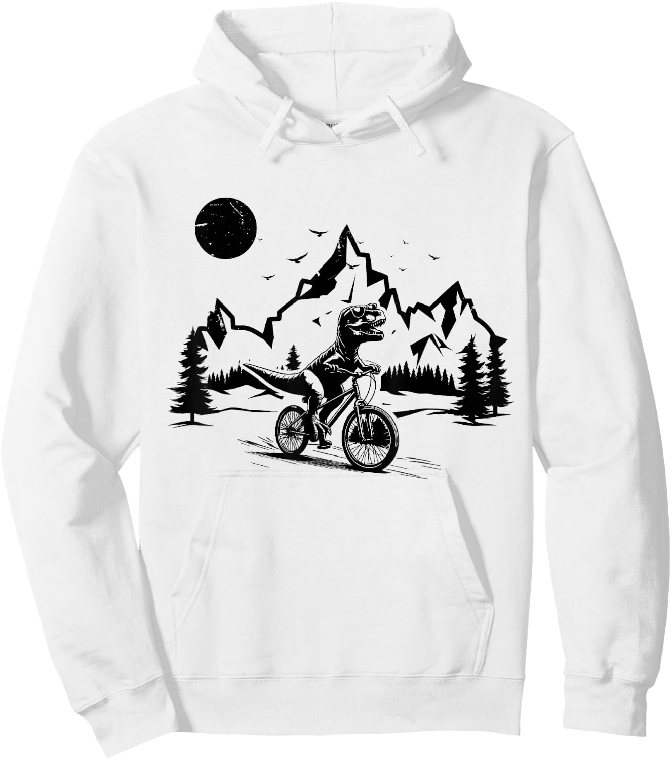 Trex Riding Bicycle Vintage Mountain Biking Dino T-Rex Biker Hoodie - Hoodie | White