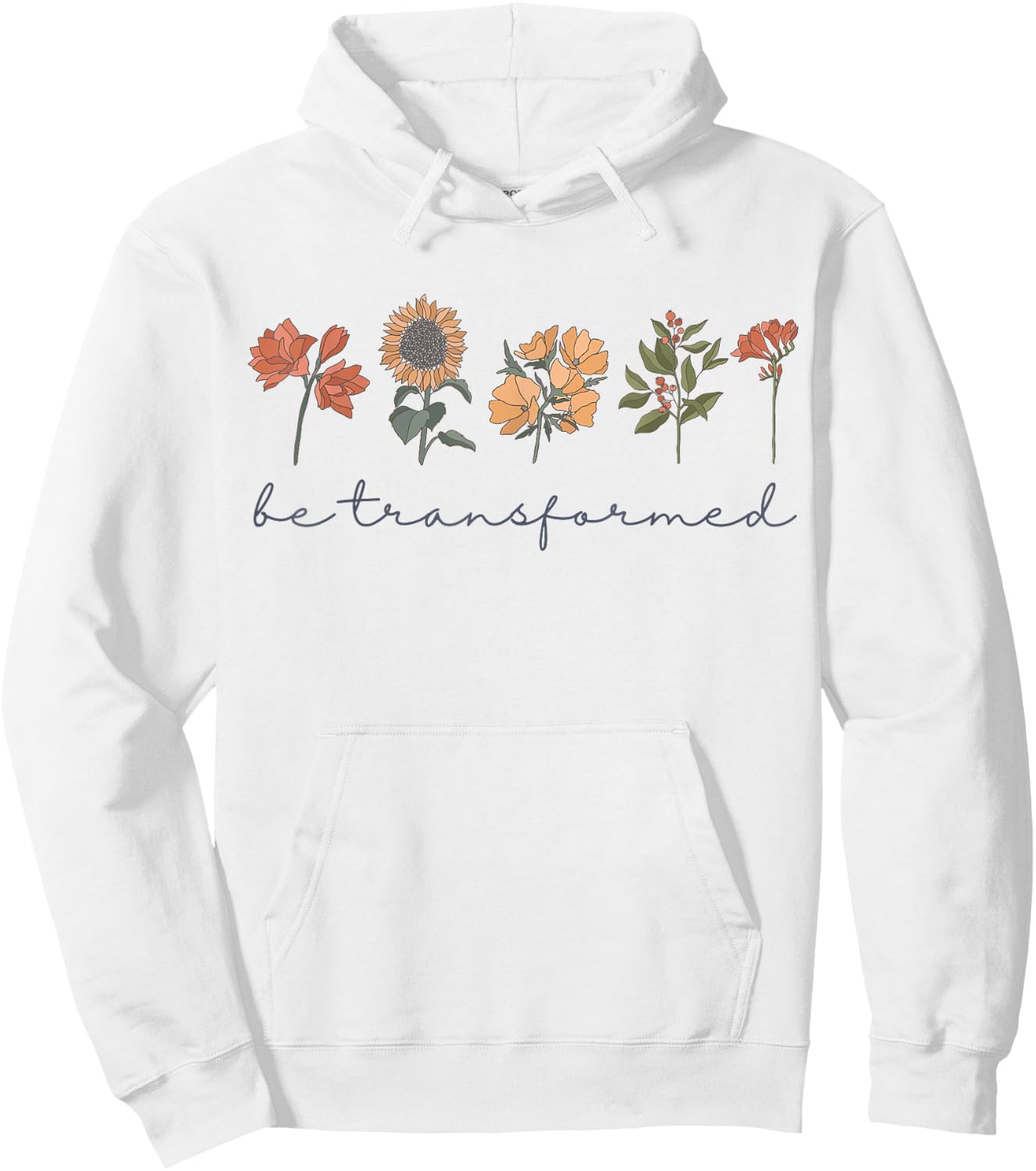 Romans 12:2 Scripture Christian Bible Faith Boho Wildflowers Hoodie - Hoodie | White