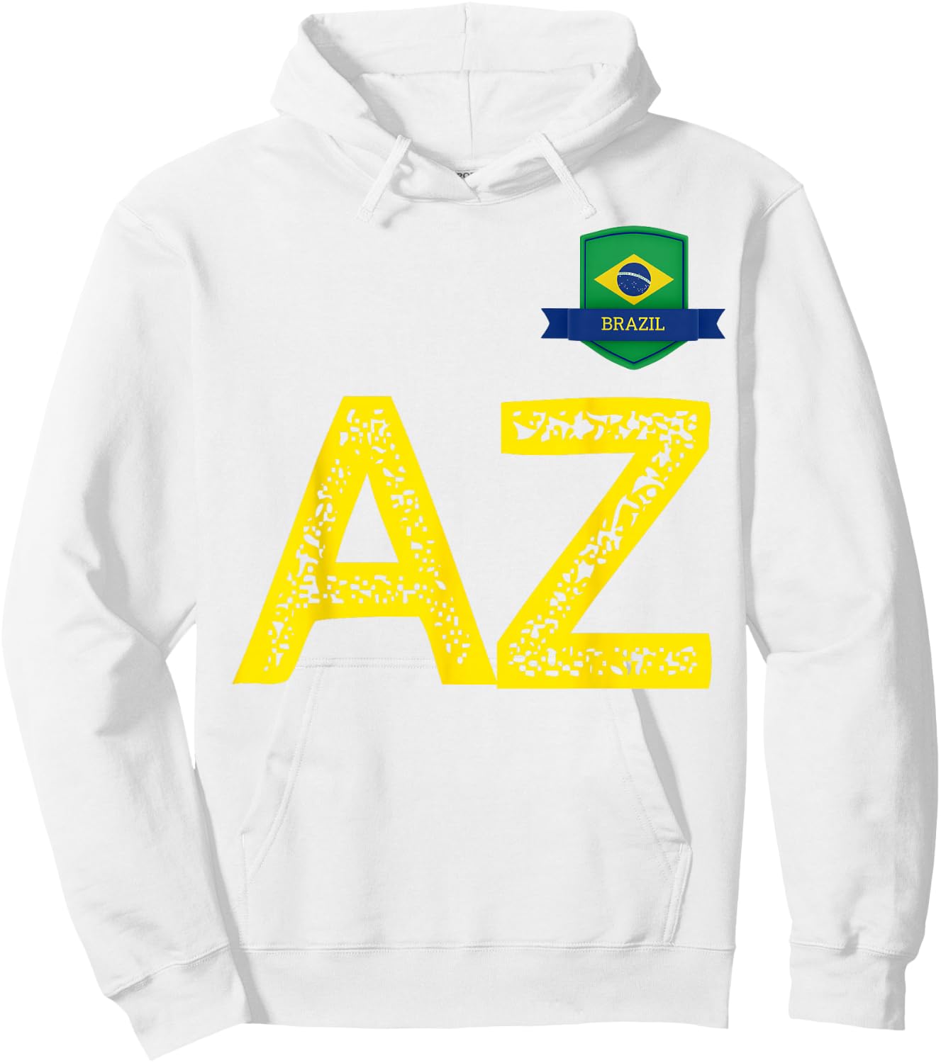 Brazil Human-Flag Letter A and Letter Z Brazil Hoodie - Hoodie | White