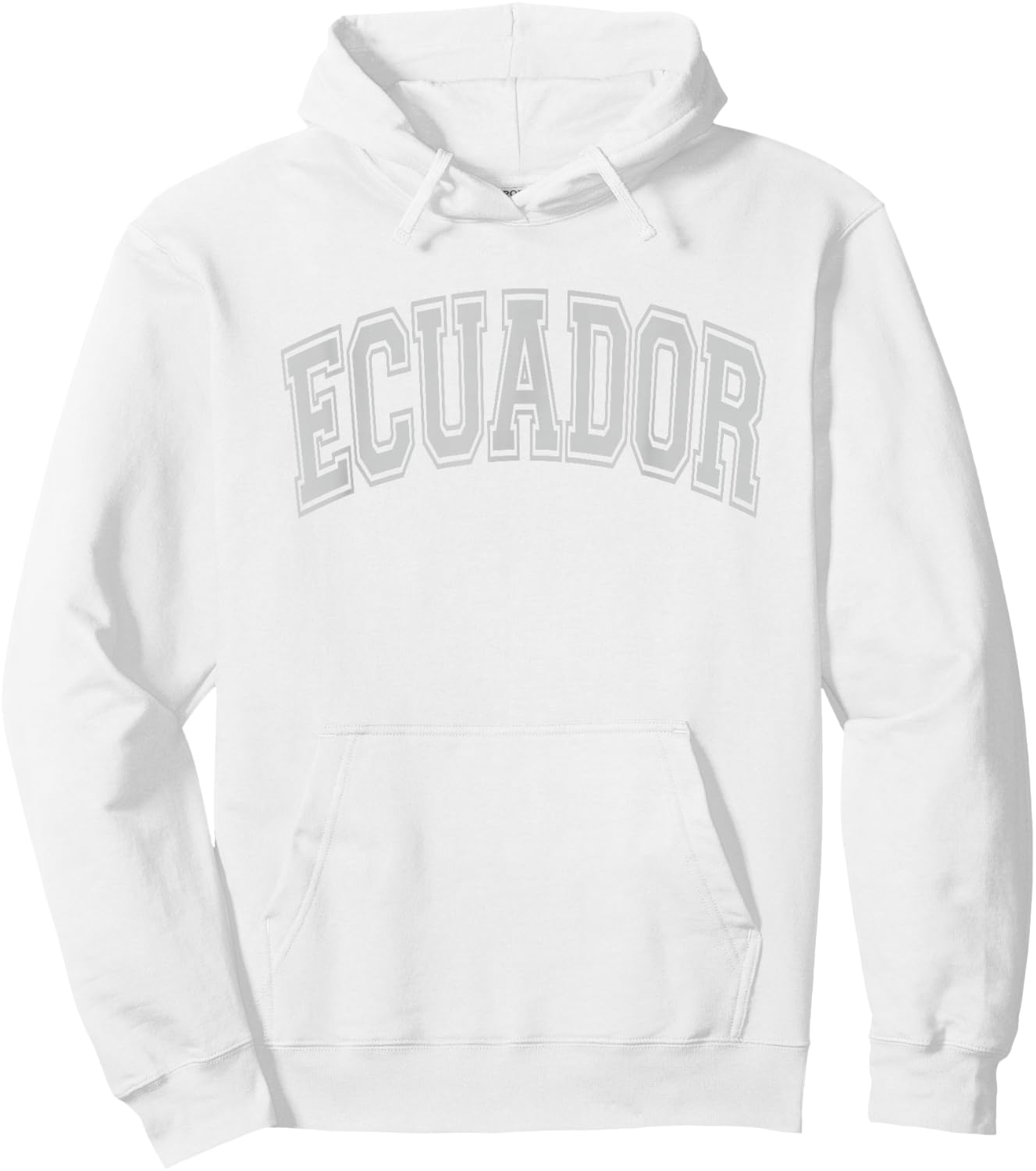Ecuador Arched Style Text White with Gray Print Hoodie - Hoodie | White