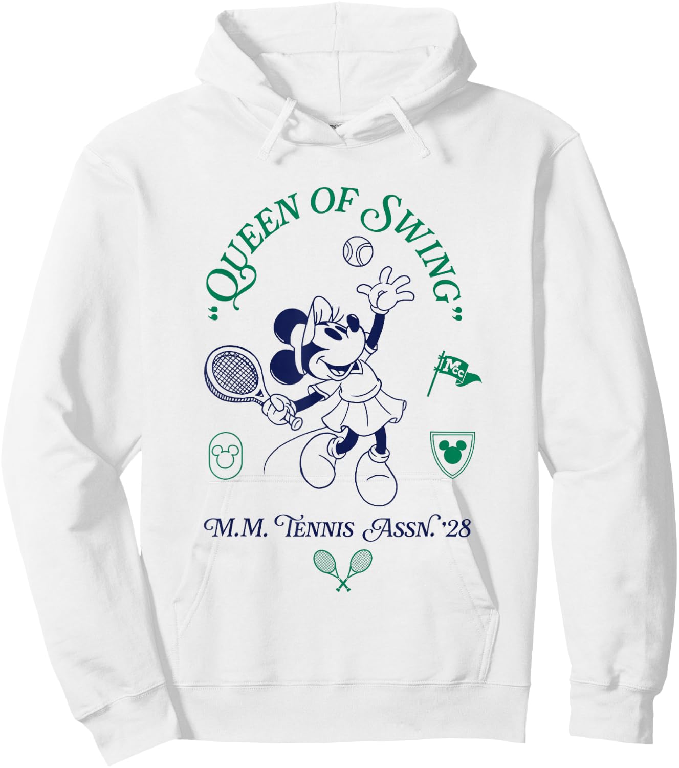 Disney Minnie Mouse Queen Of Swing M.M. Tennis Assn 28 Logo Hoodie - Hoodie | White
