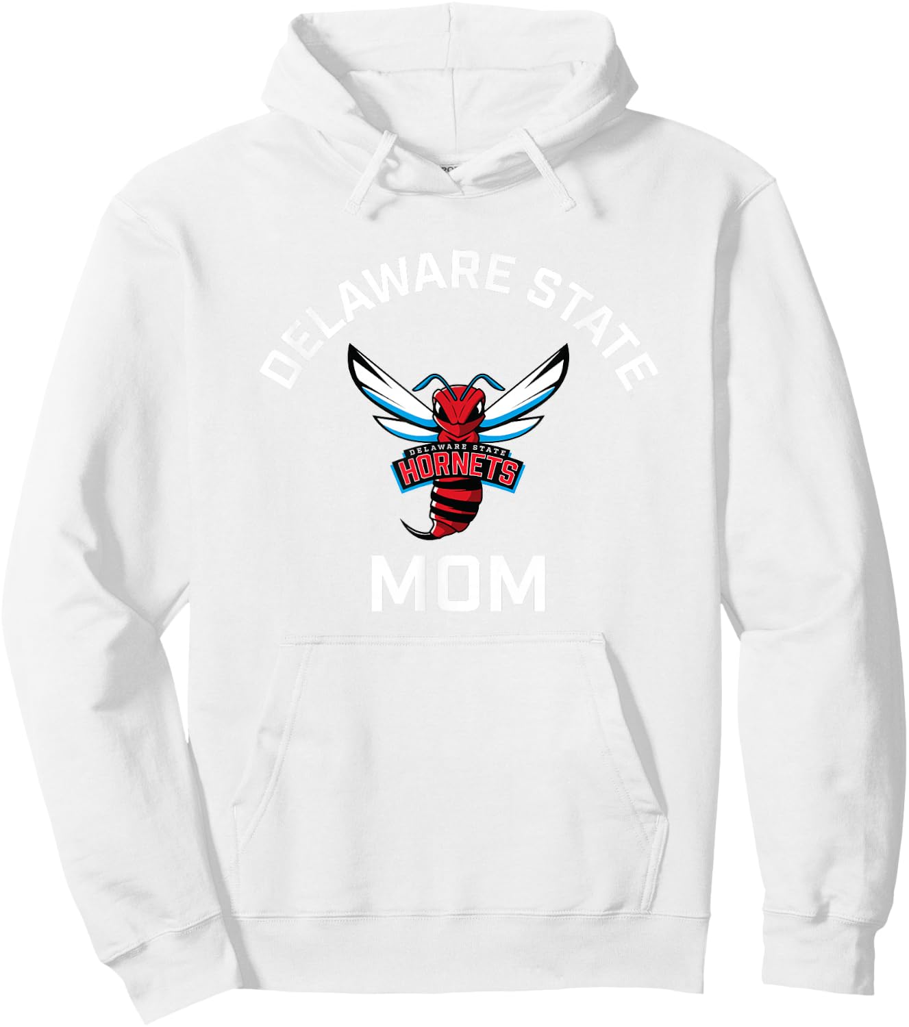 Delaware State University DSU Hornets Arched Mom Hoodie - Hoodie | White