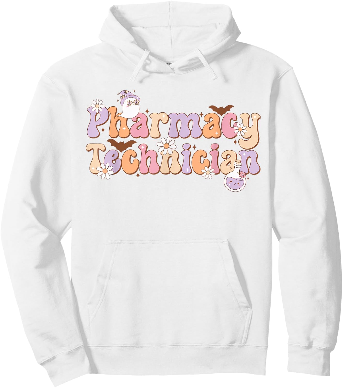 Retro Pharmacy Technician Halloween Spooky Pharmacy Tech Hoodie - Hoodie | White