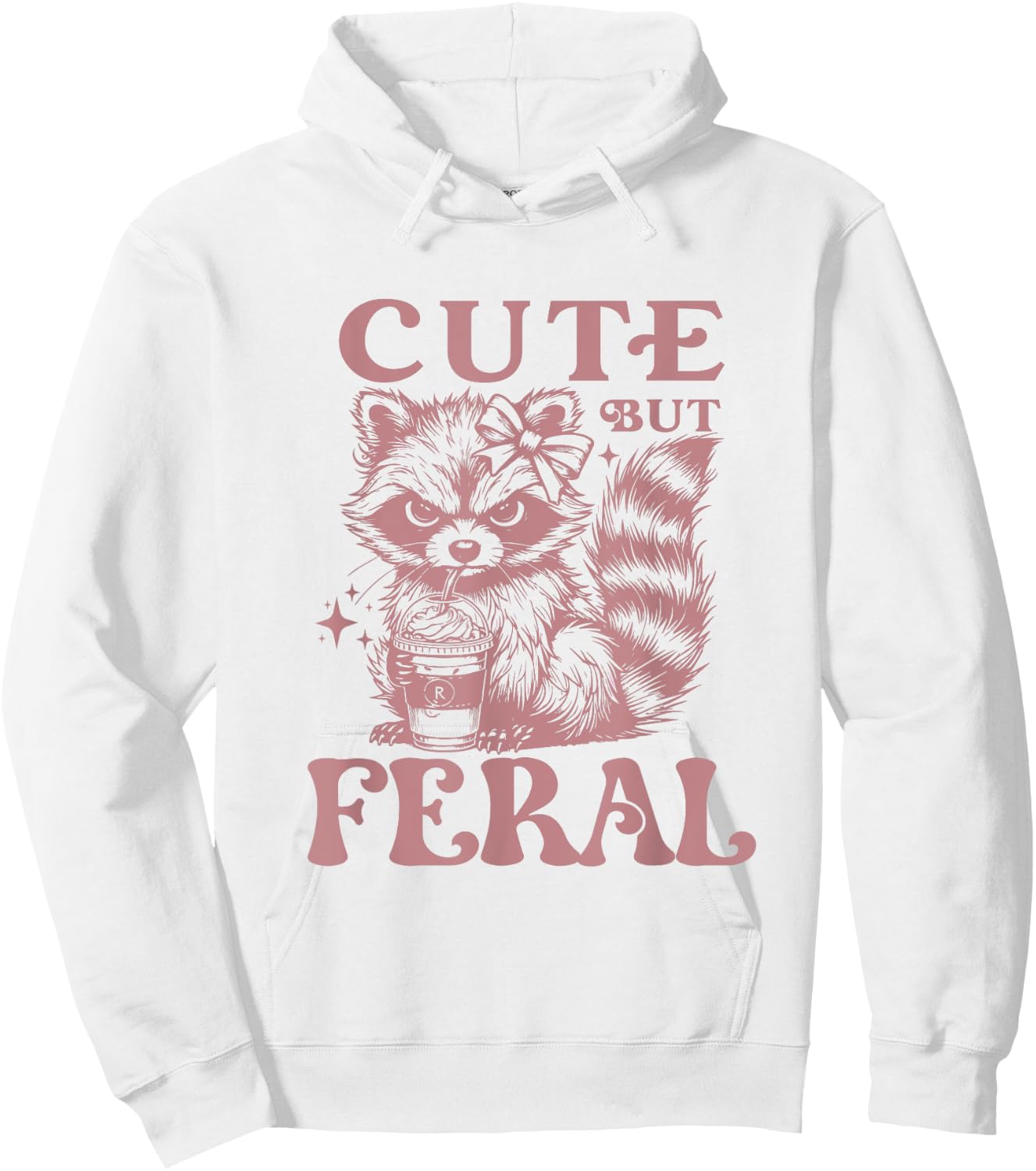 Raccoon Cute But Feral Vintage Raccoon Funny Coffee Lovers Hoodie - Hoodie | White
